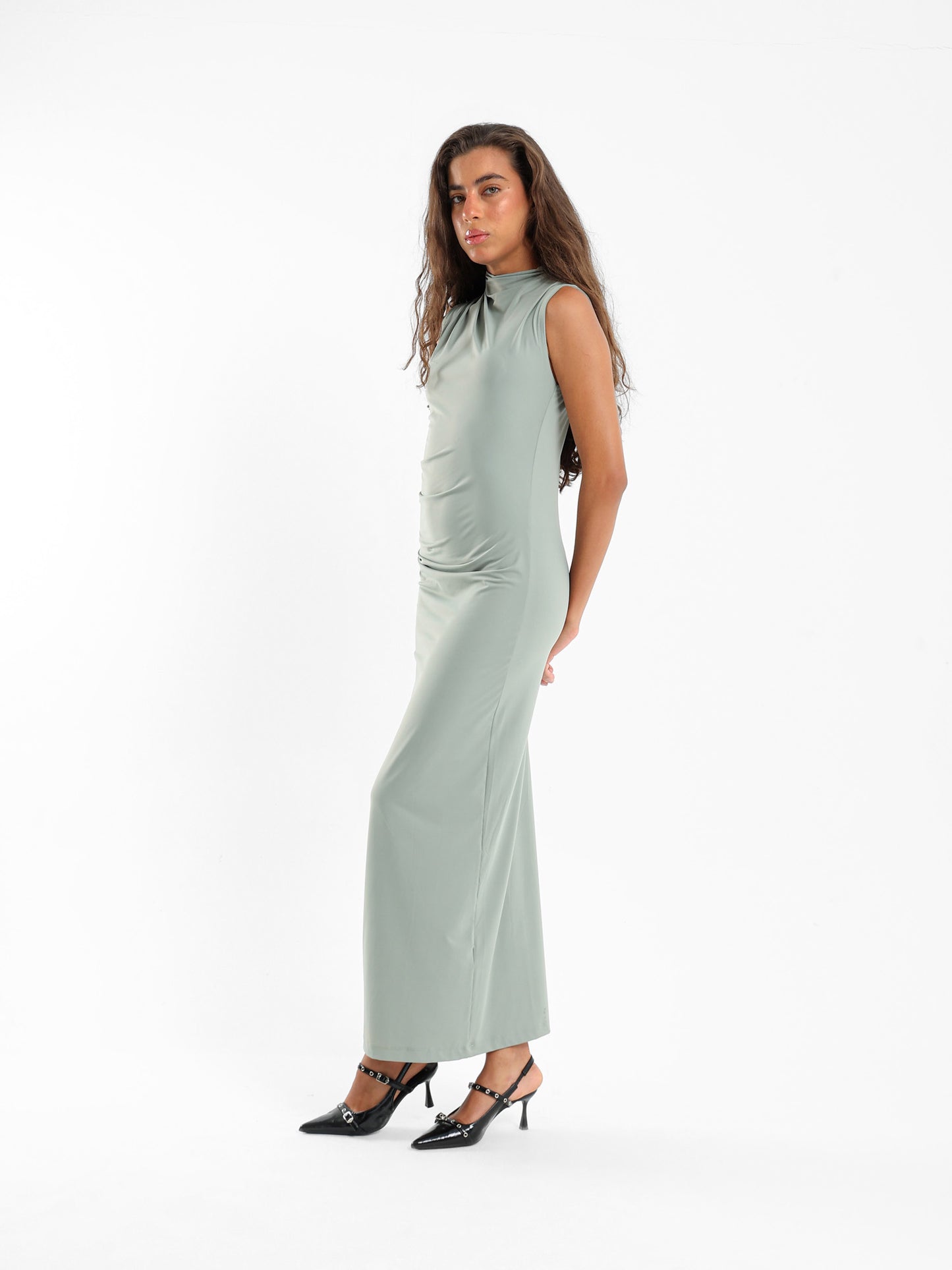 High Neck Sleeveless Bodycon Maxi Dress