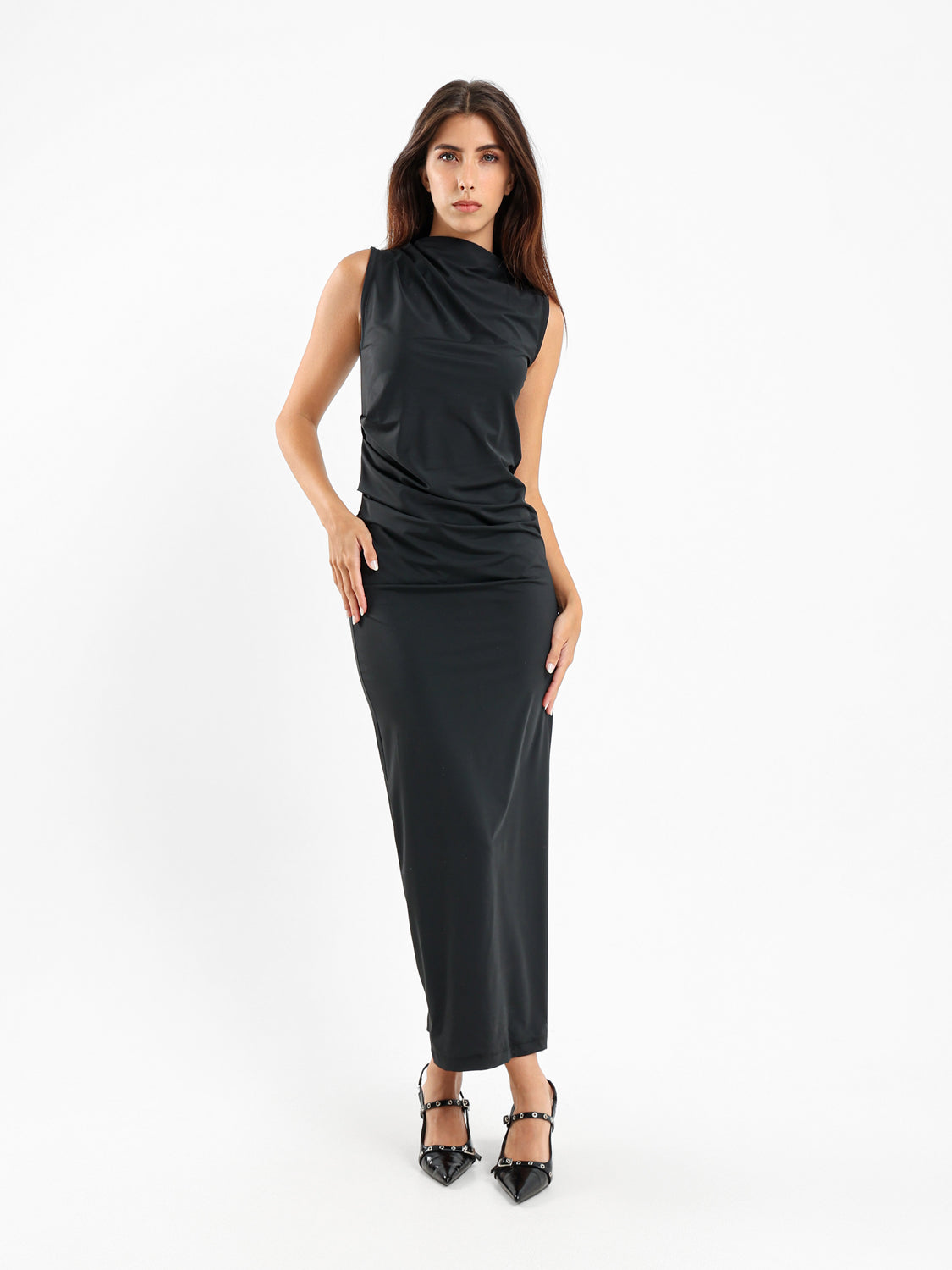 High Neck Sleeveless Bodycon Maxi Dress