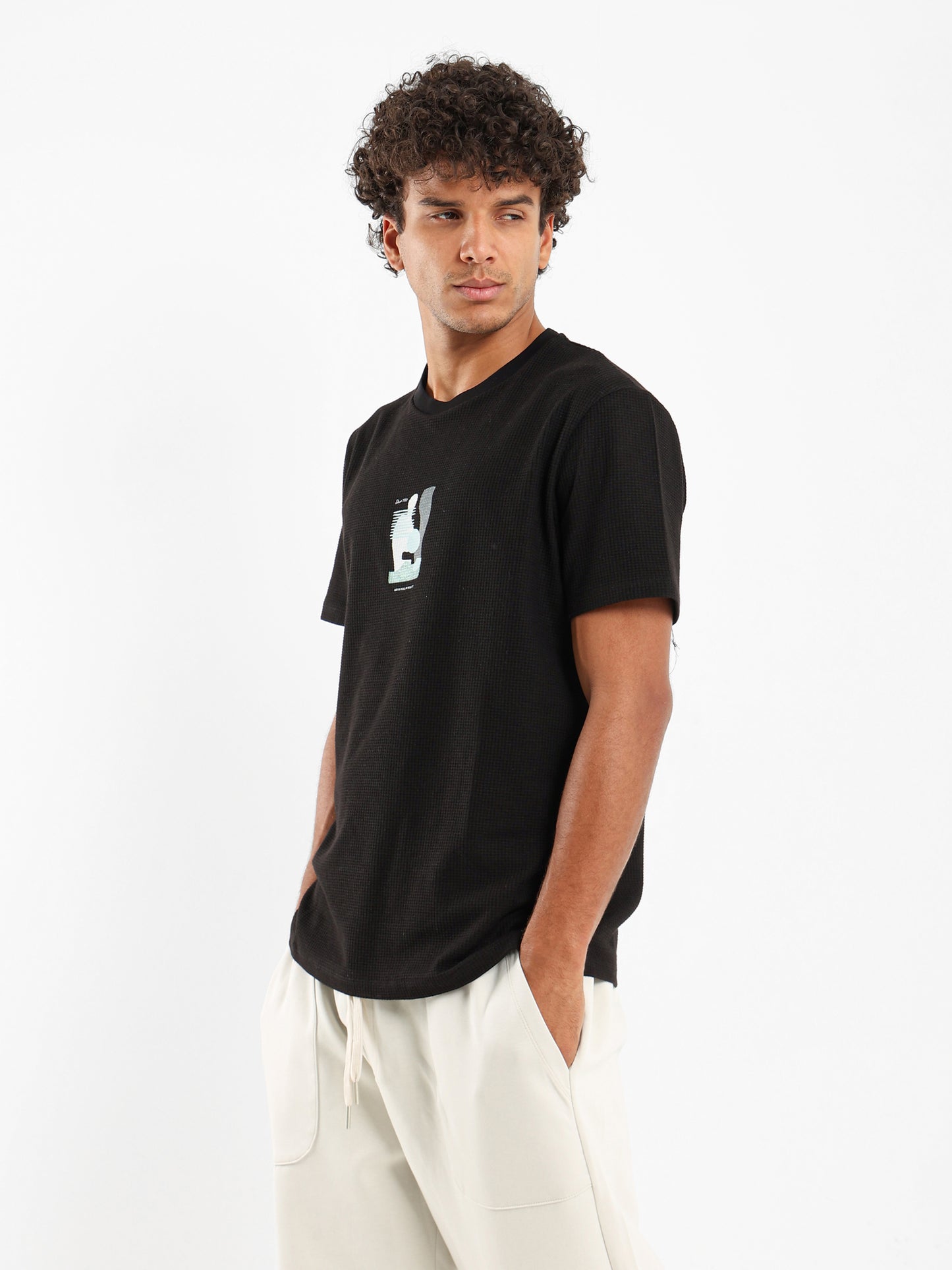 Waffle Knit Relaxed Fit T-Shirt