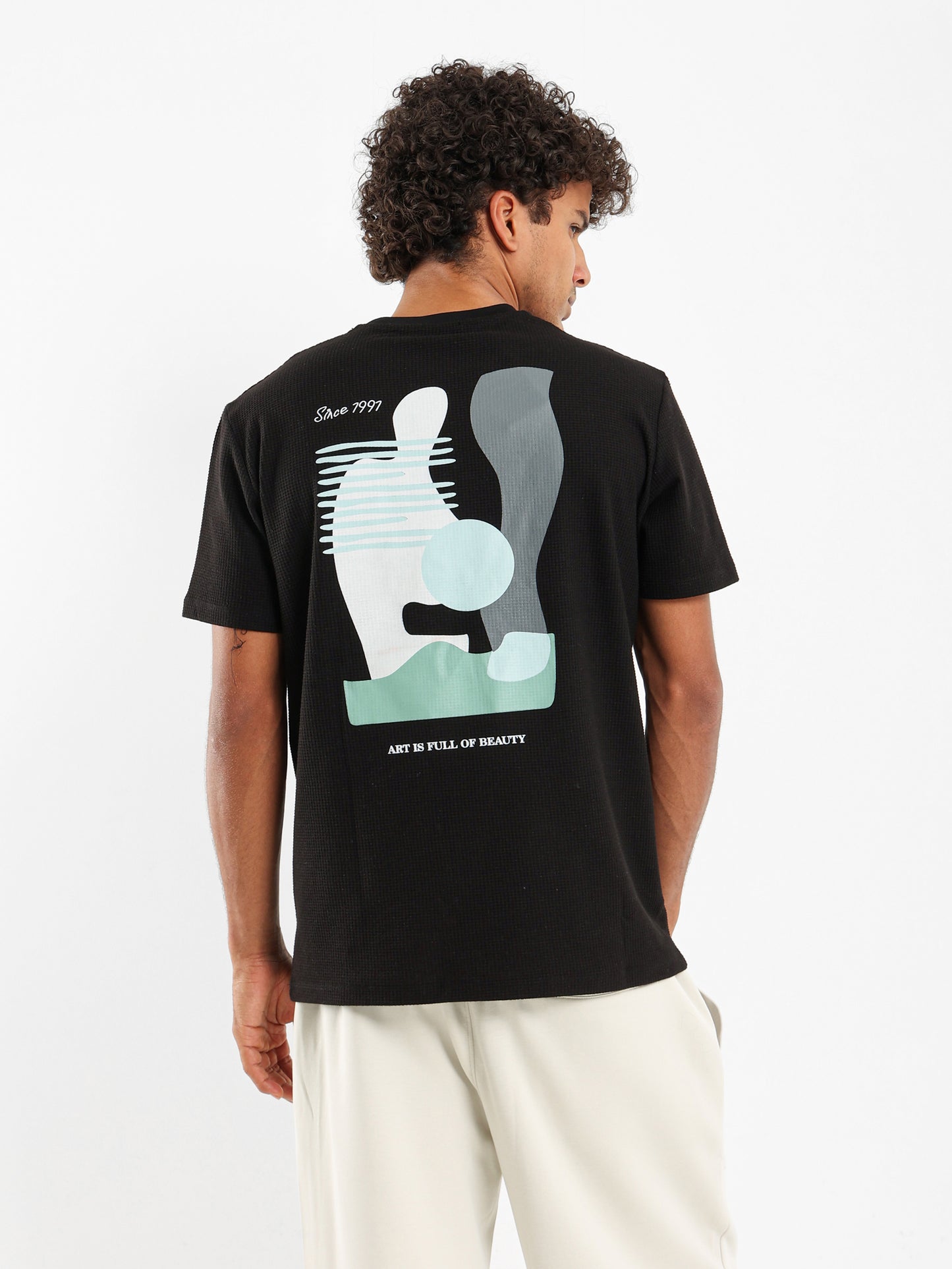 Waffle Knit Relaxed Fit T-Shirt