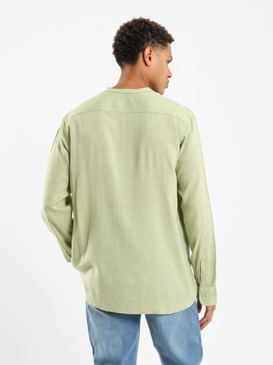 Granded Collar Long Sleeve Shirt