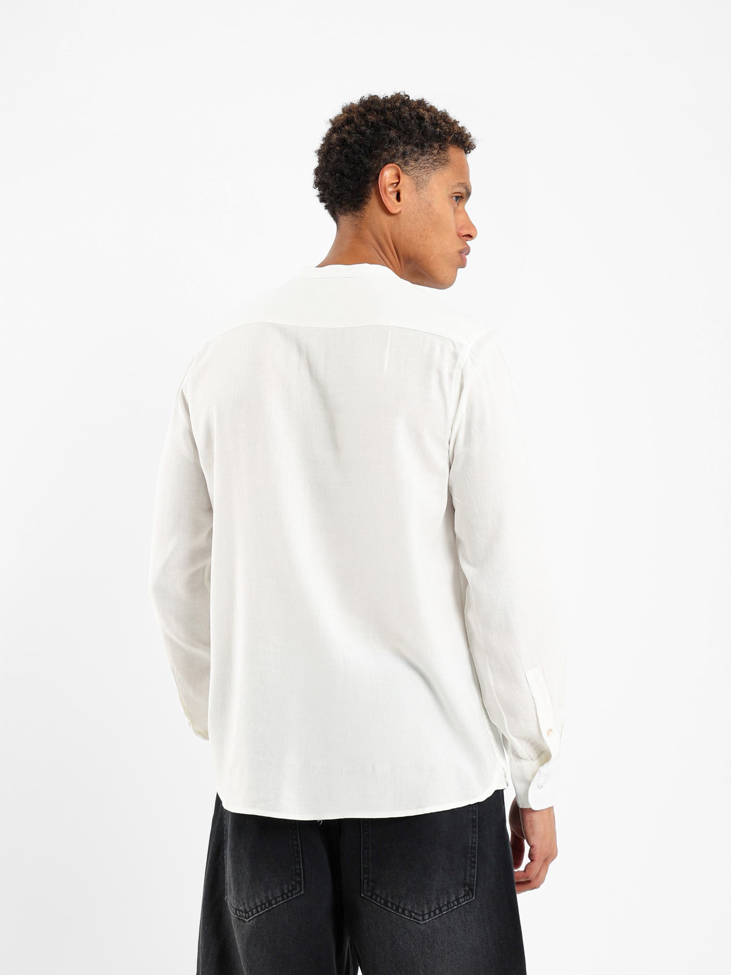 Granded Collar Long Sleeve Shirt