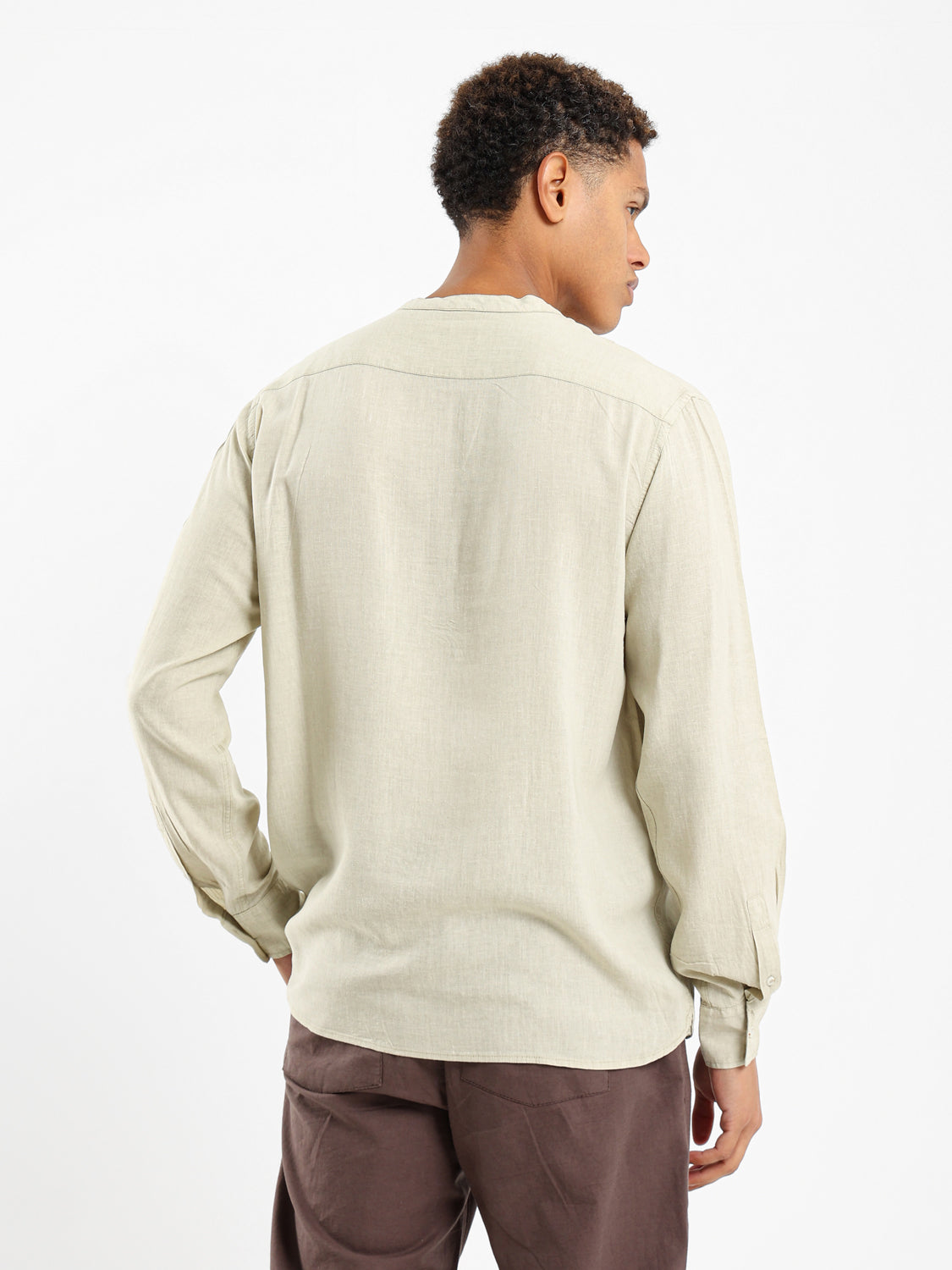 Granded Collar Long Sleeve Shirt