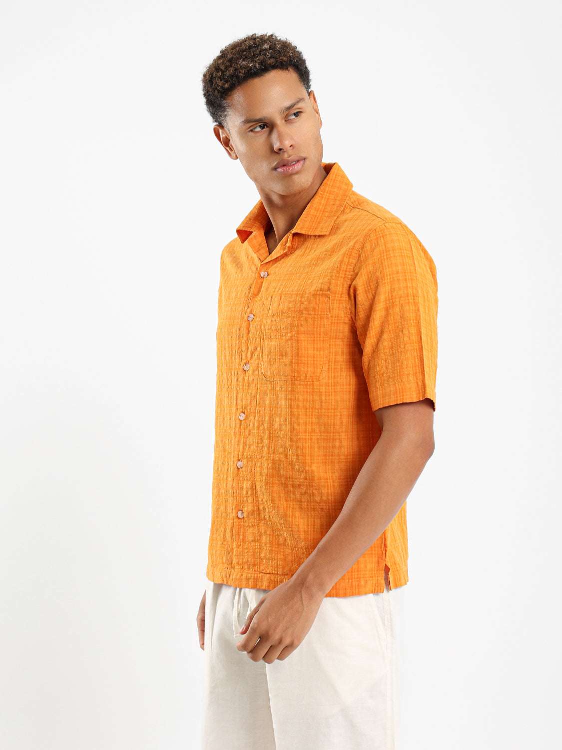 Checked Seersucker Camp Shirt