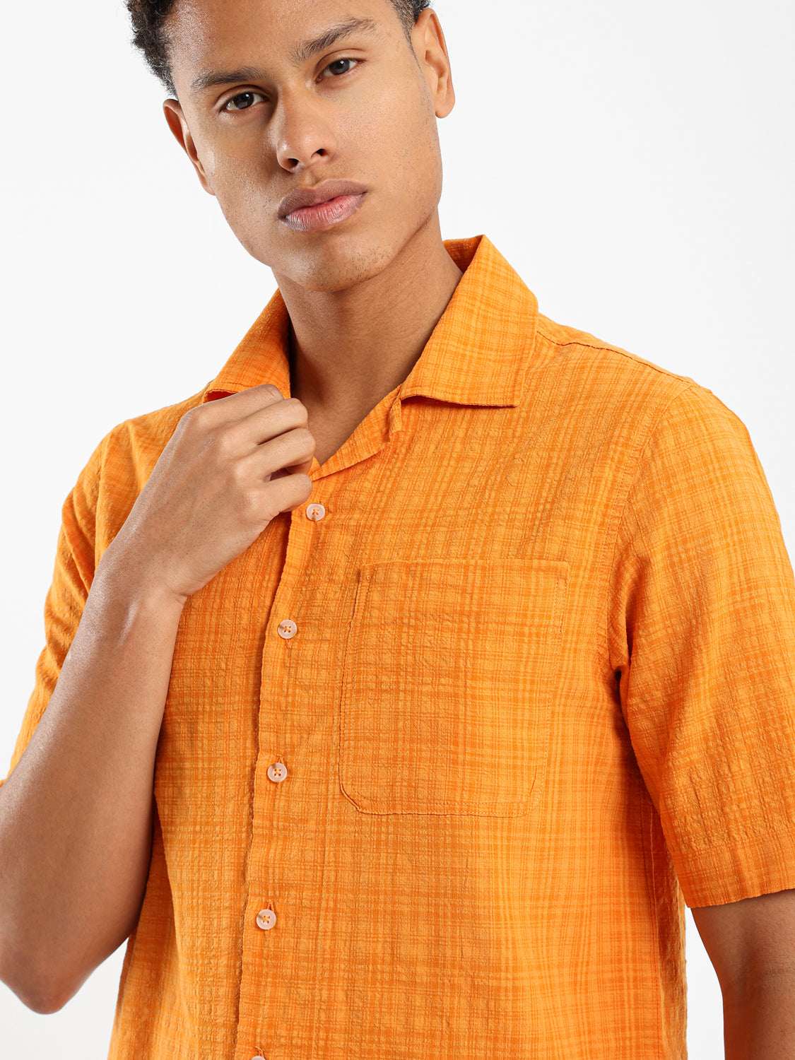Checked Seersucker Camp Shirt