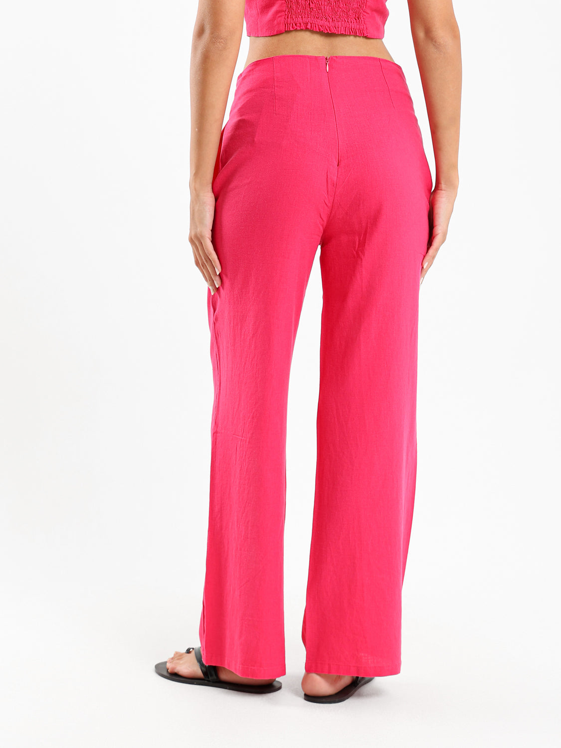 Side Pockets Pants with Back Zipper