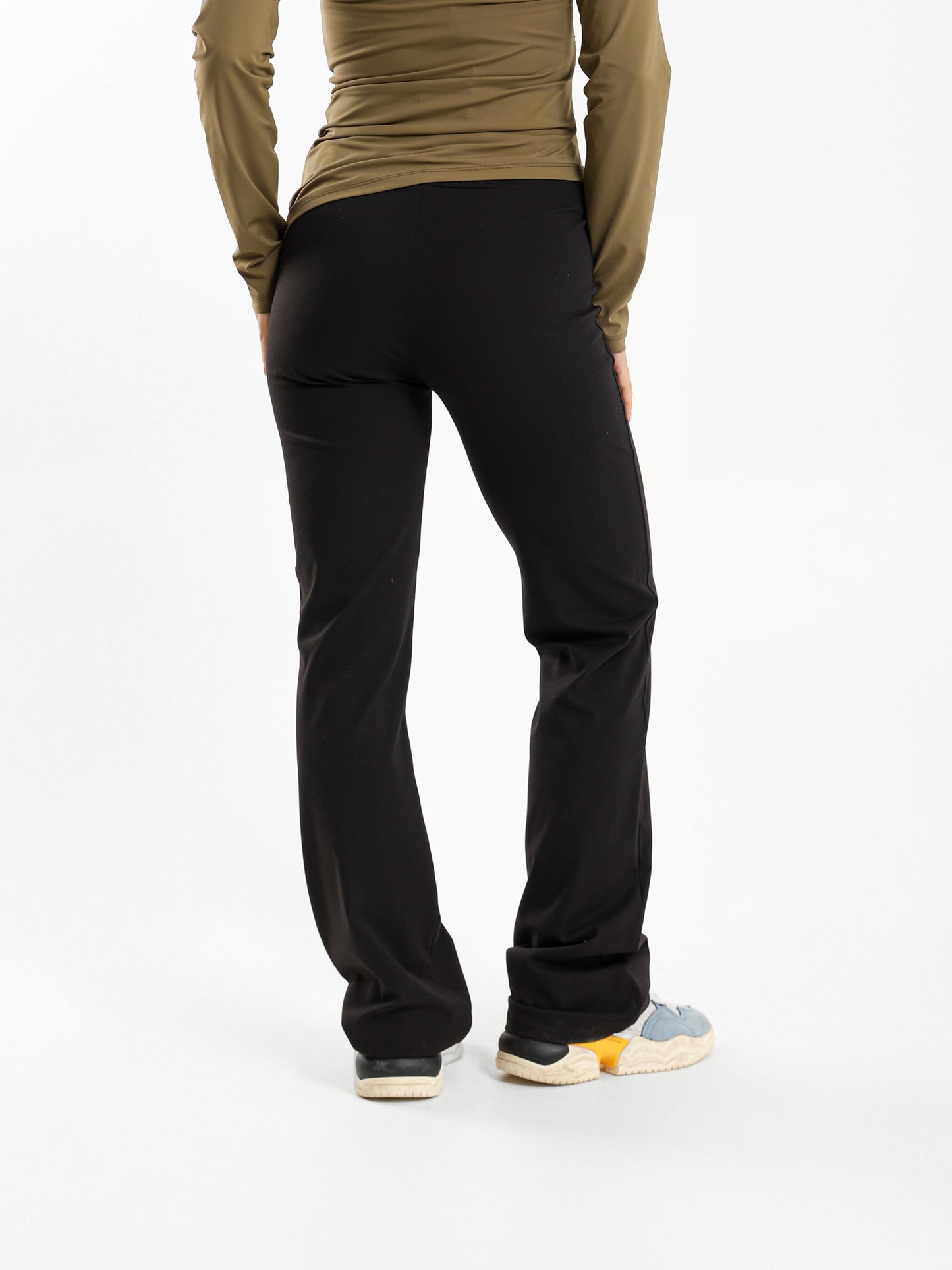 Ribbed Waist Flare Legs Pants