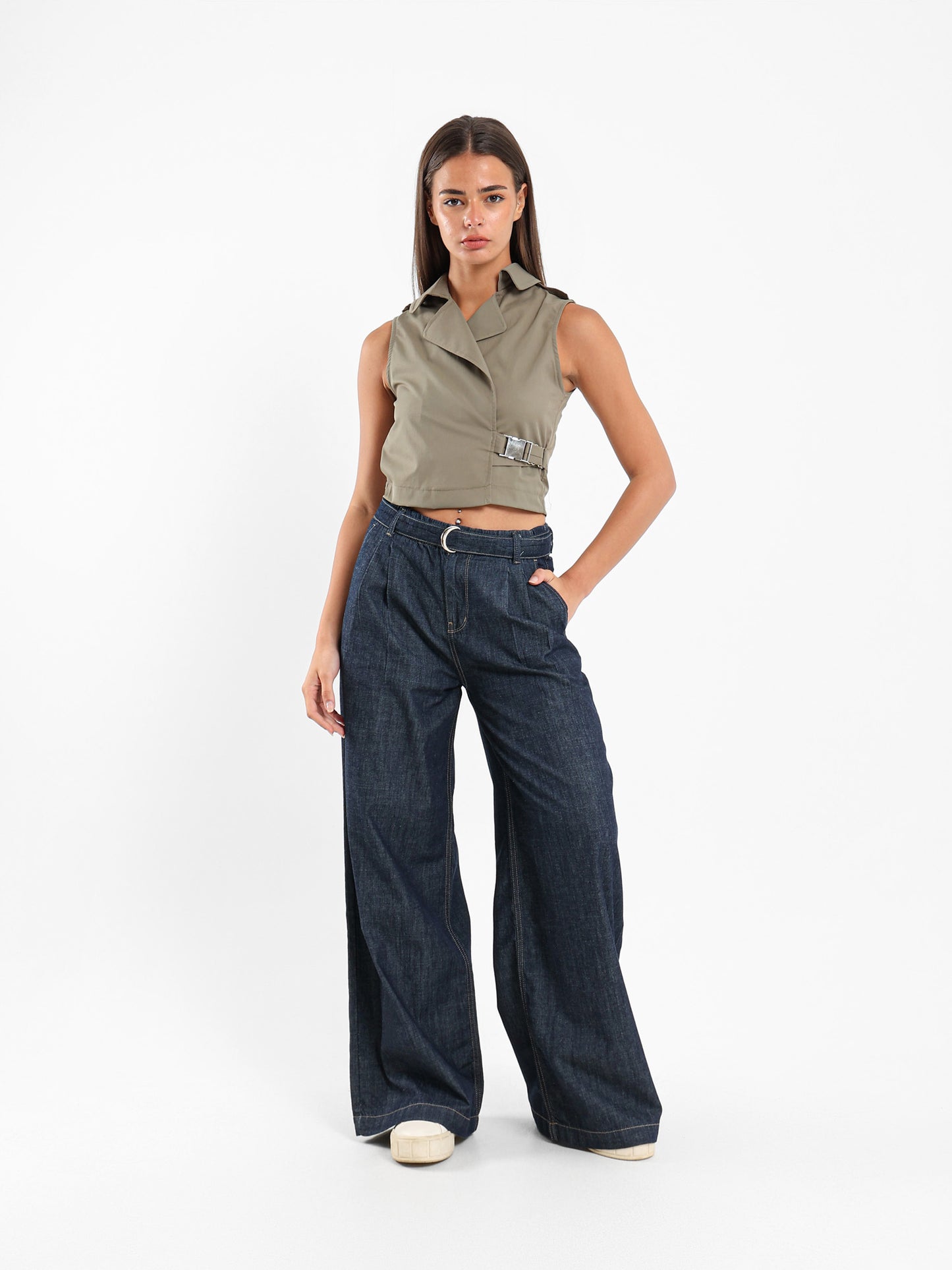 Belted Vest with Side Buckle