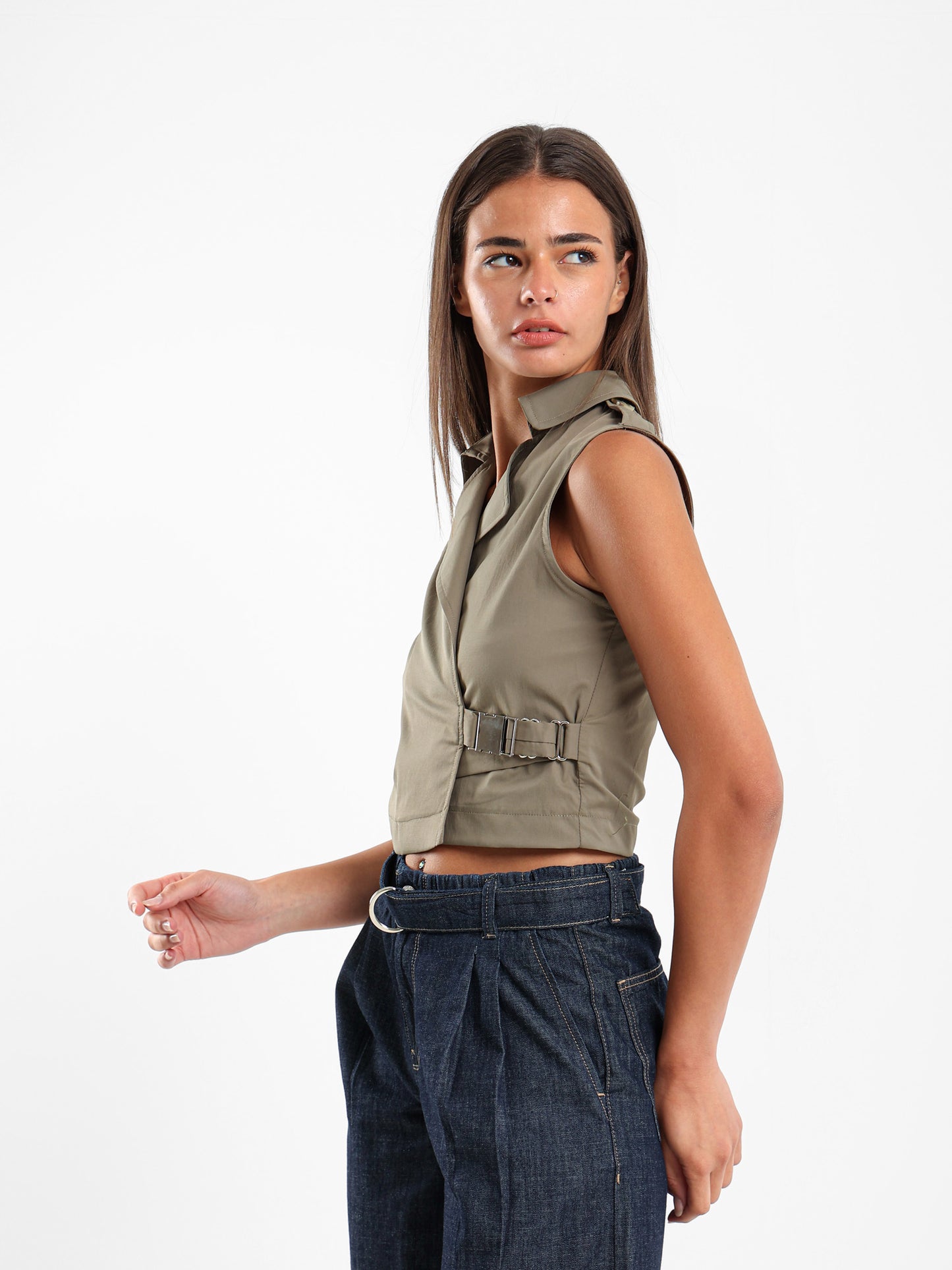 Belted Vest with Side Buckle