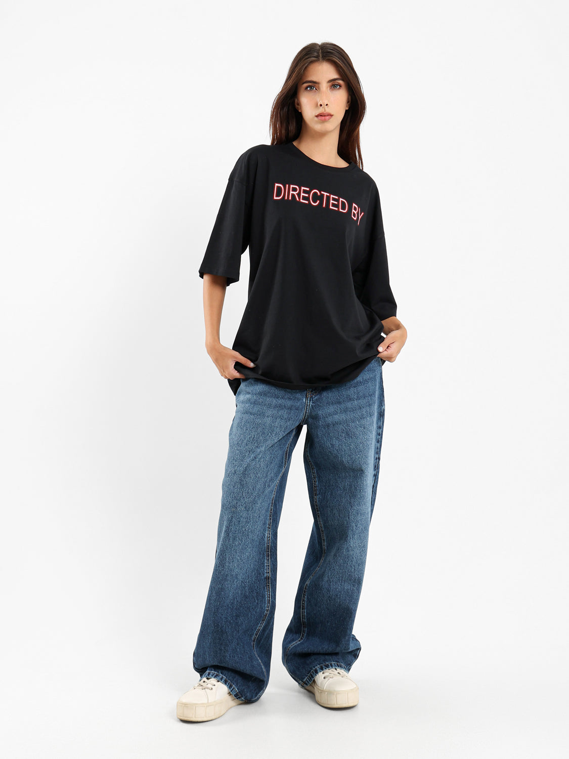 Directed By Front Print Oversized T-Shirt