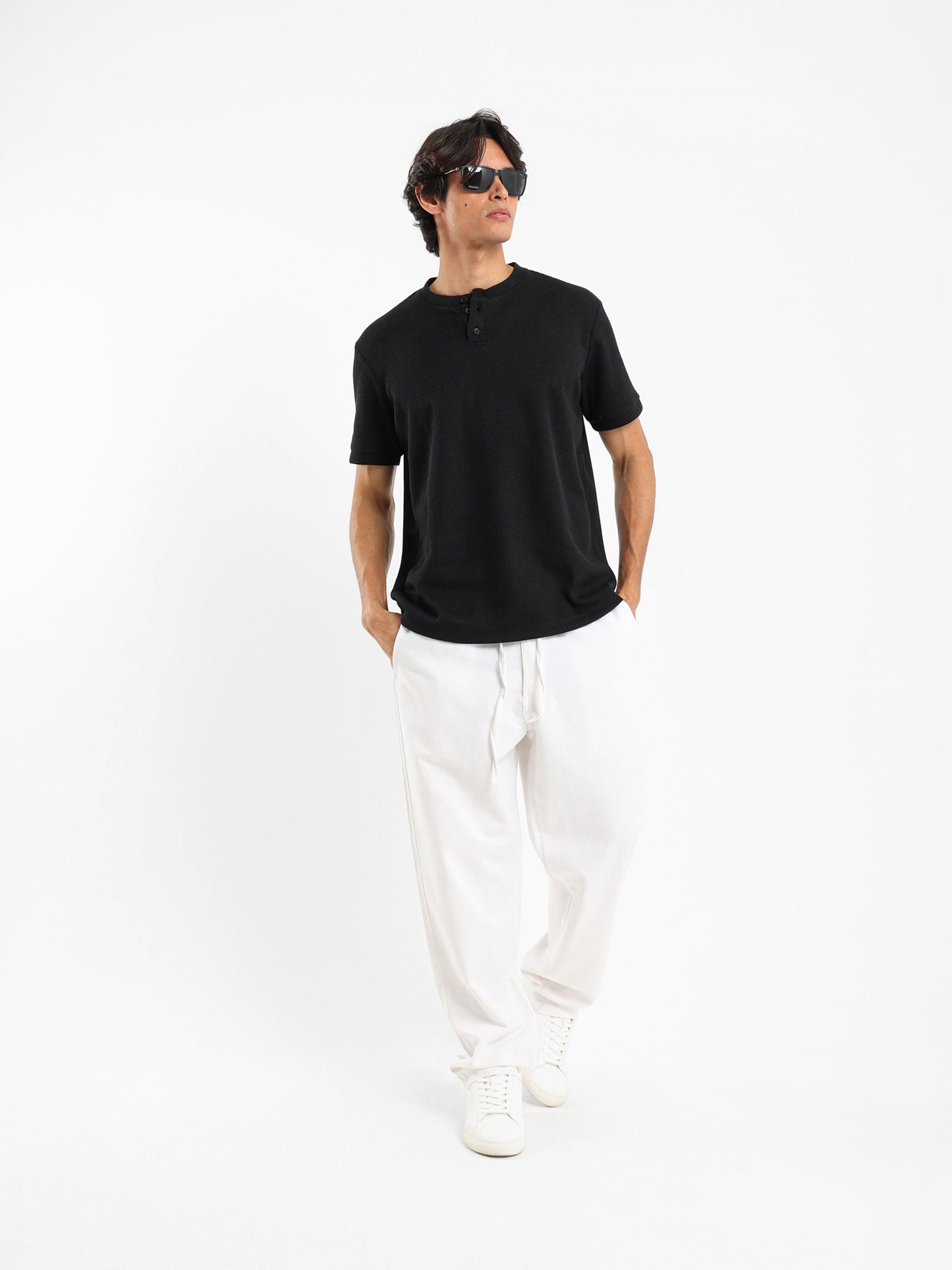 Linen Drawstring Waist Pants