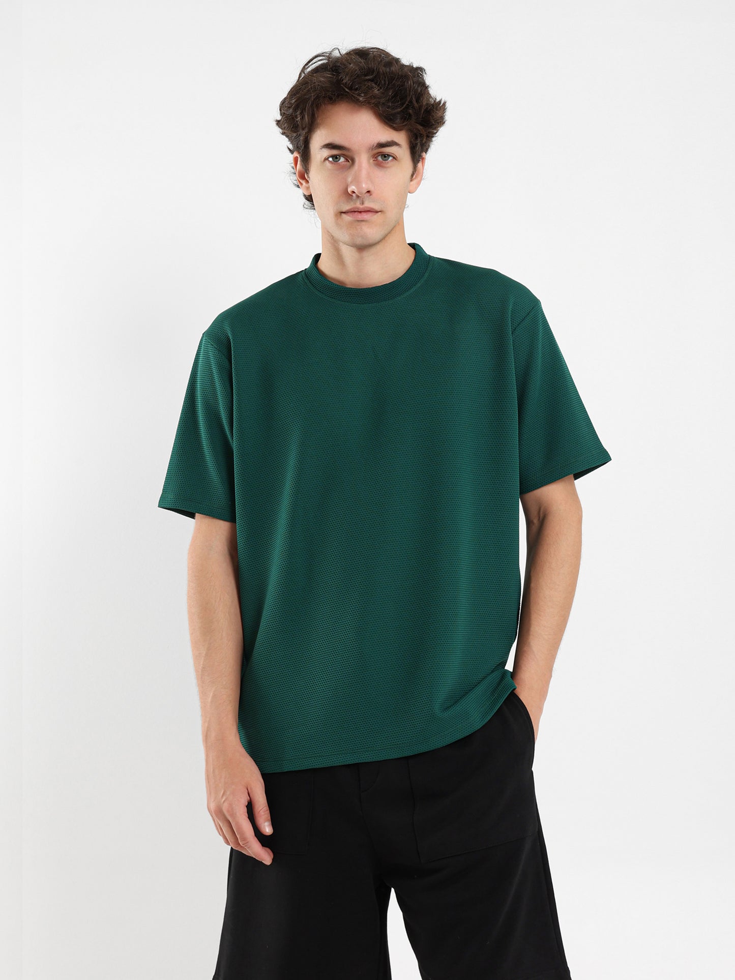Textured Crew Neck T-Shirt