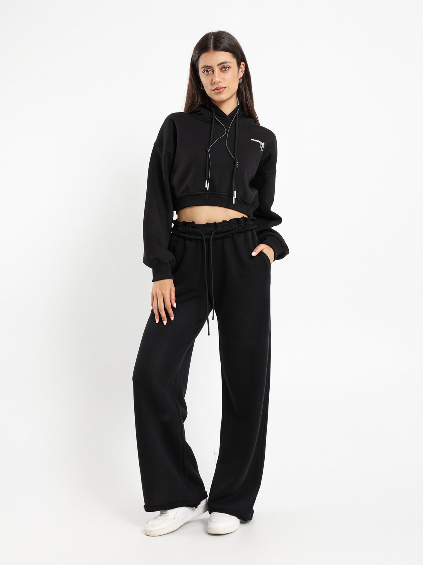 Whatever Print Cropped Hoodie