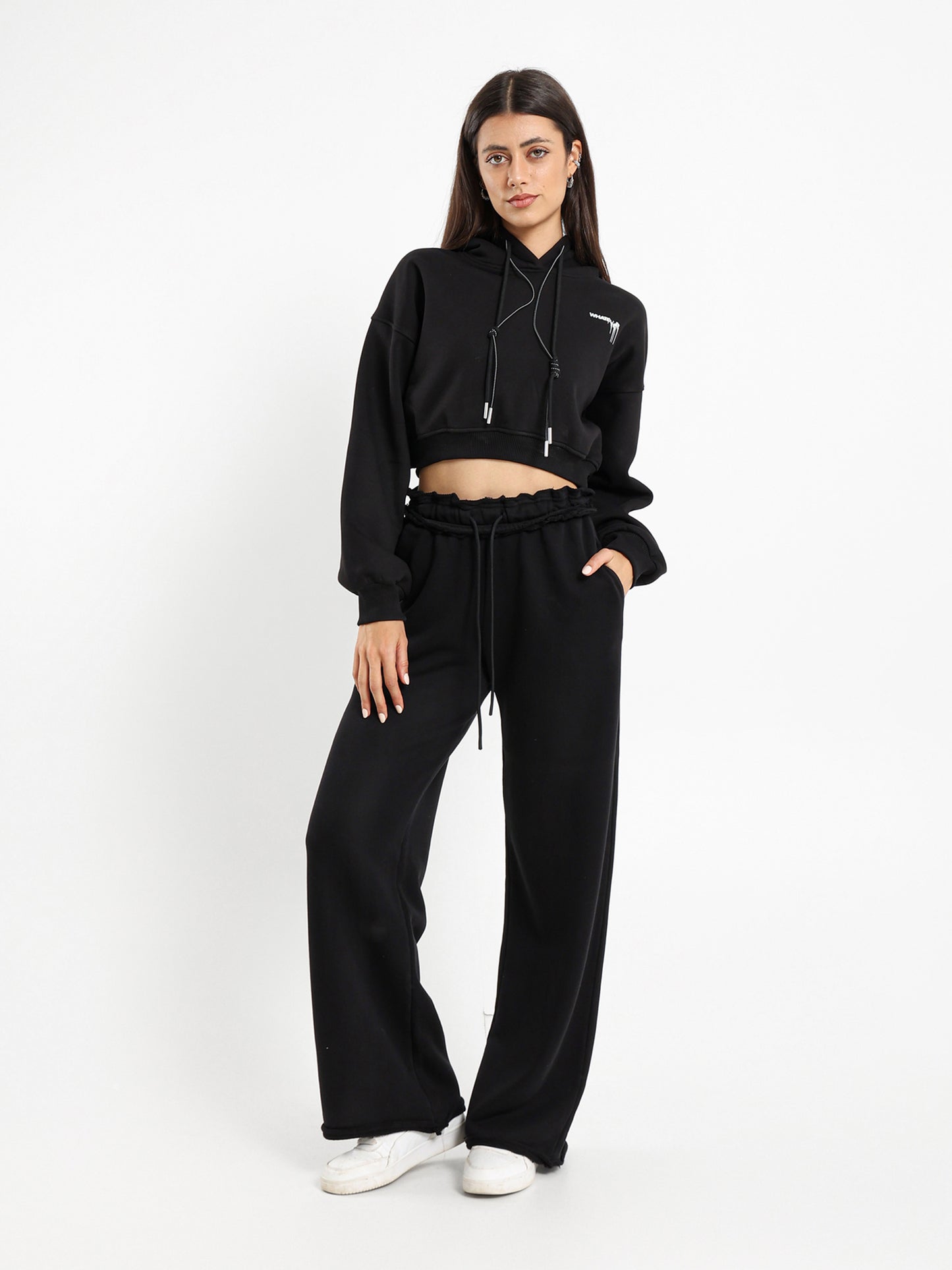 Unfinished Hem Wide Leg Sweatpants