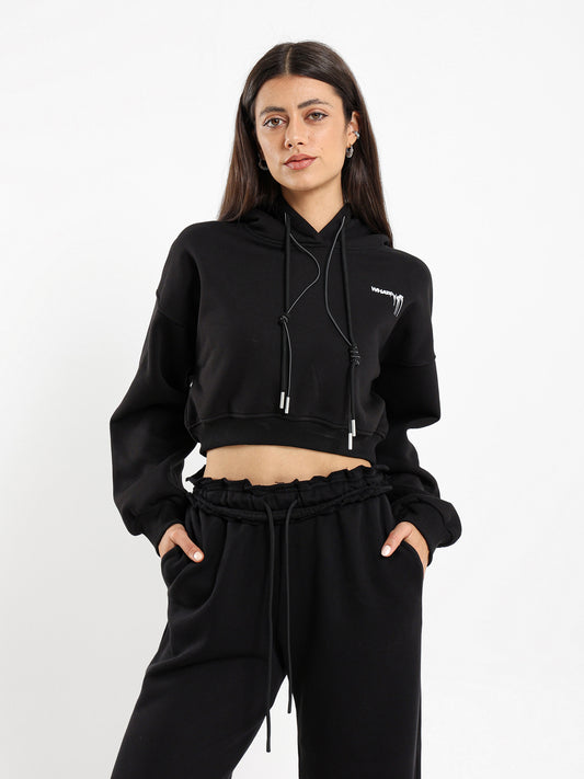 Whatever Print Cropped Hoodie