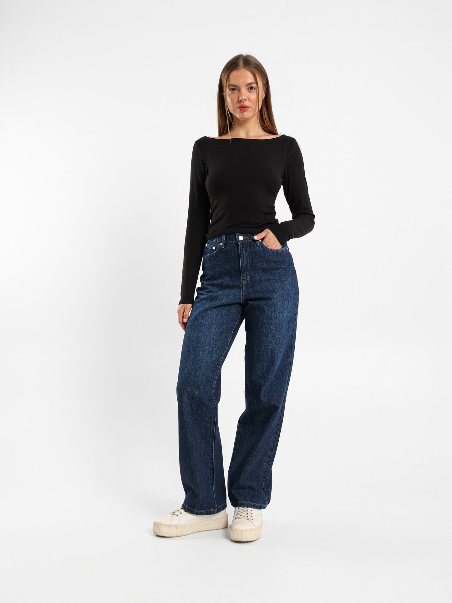 Boat Neck Long Sleeve Top