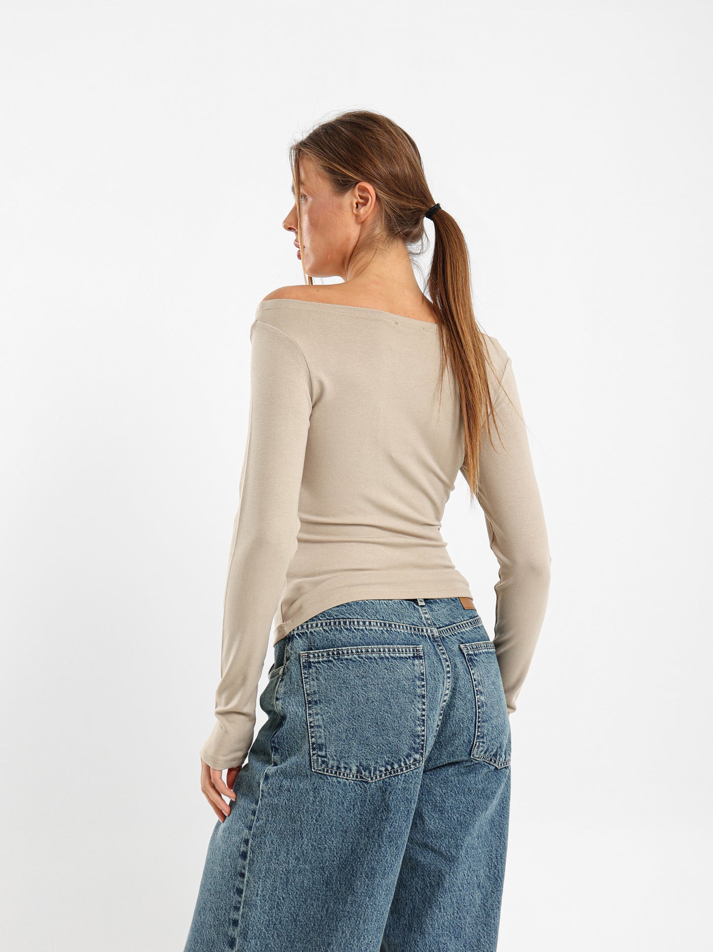 Boat Neck Long Sleeve Top
