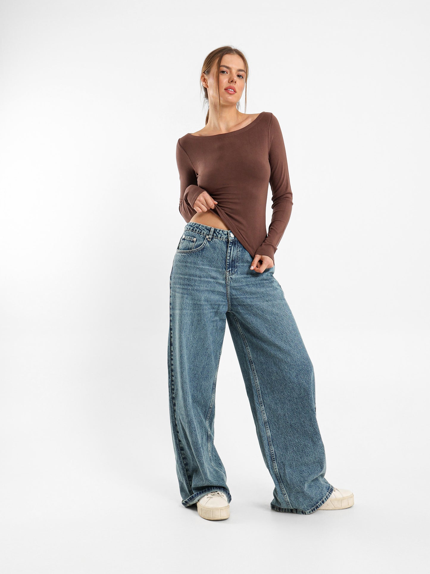 Boat Neck Long Sleeve Top