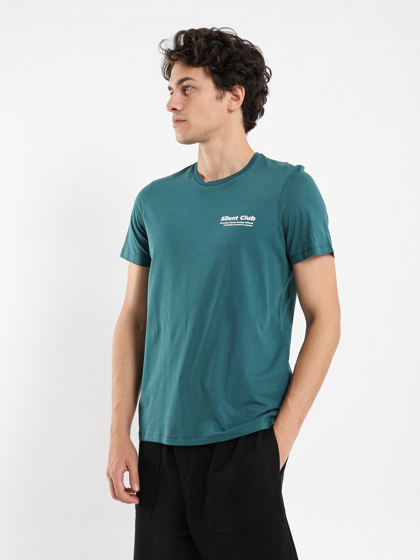 Silent Club Text Print T-Shirt