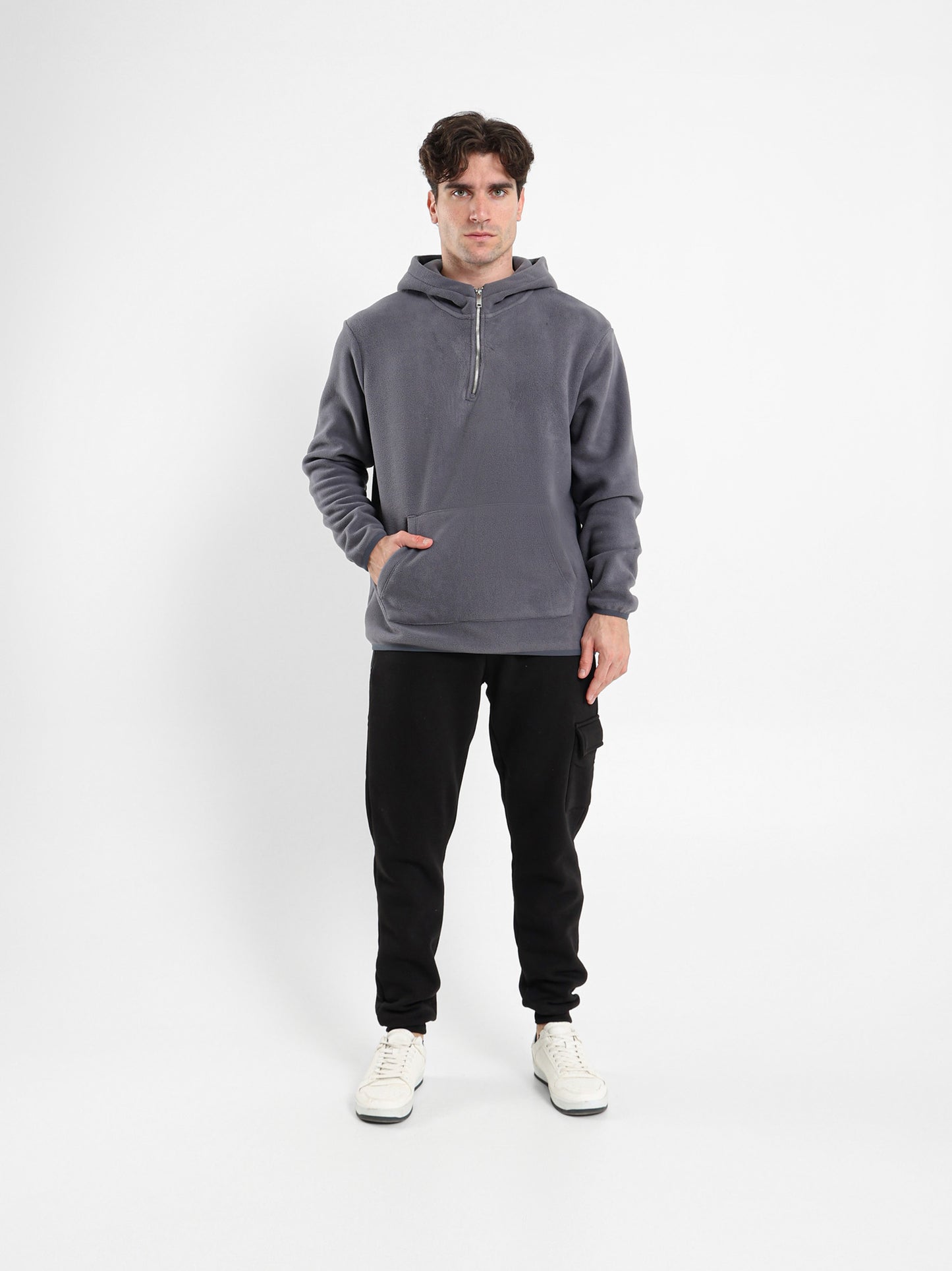 Fleece Zip Neck Hoodie