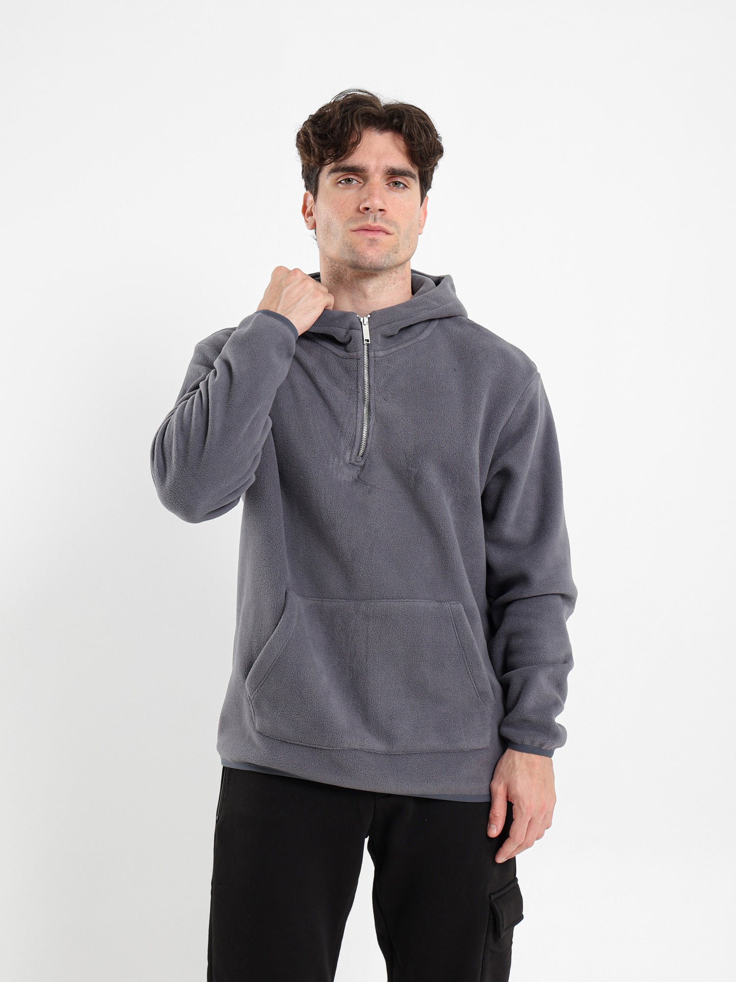 Fleece Zip Neck Hoodie