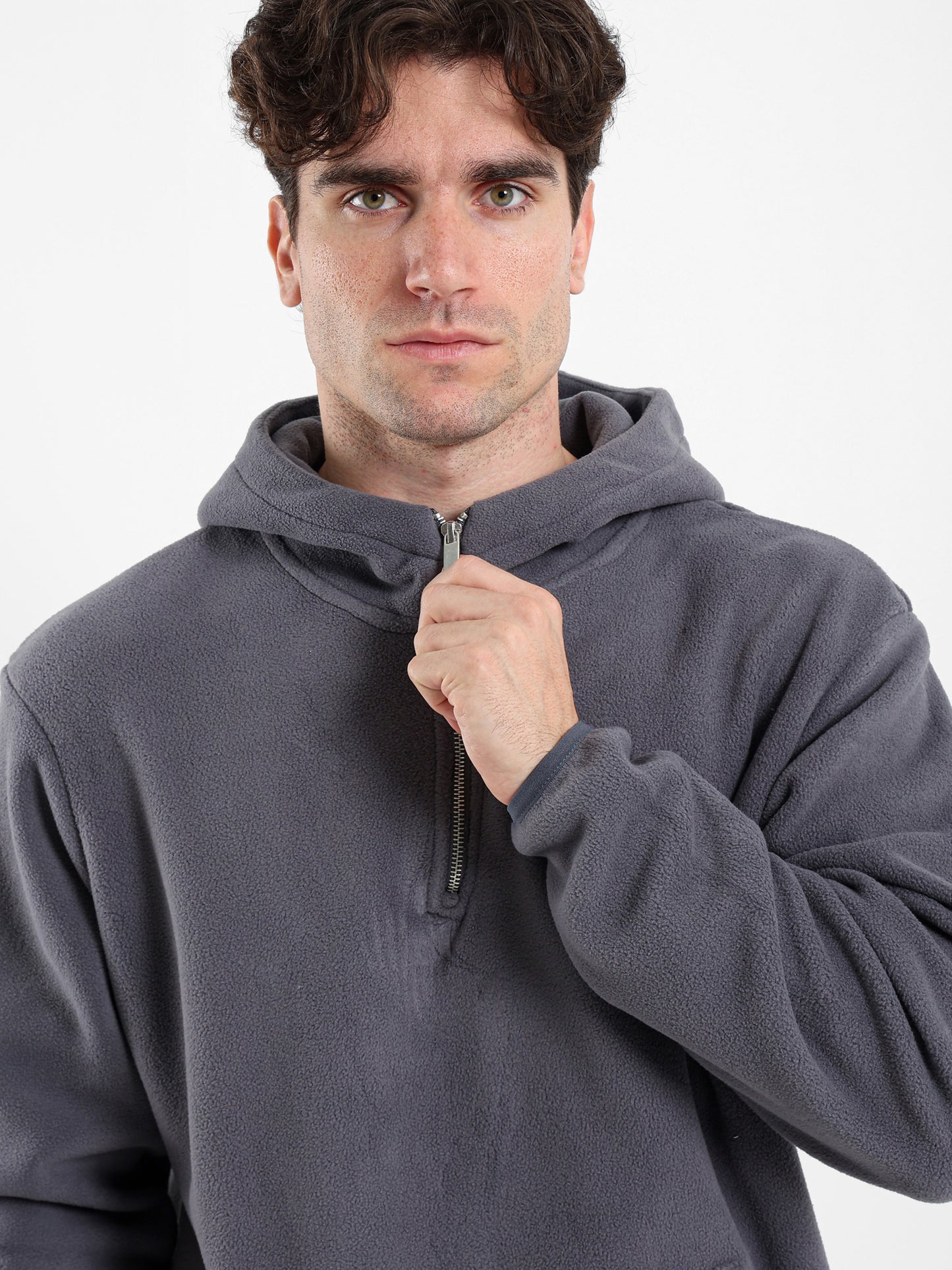Fleece Zip Neck Hoodie