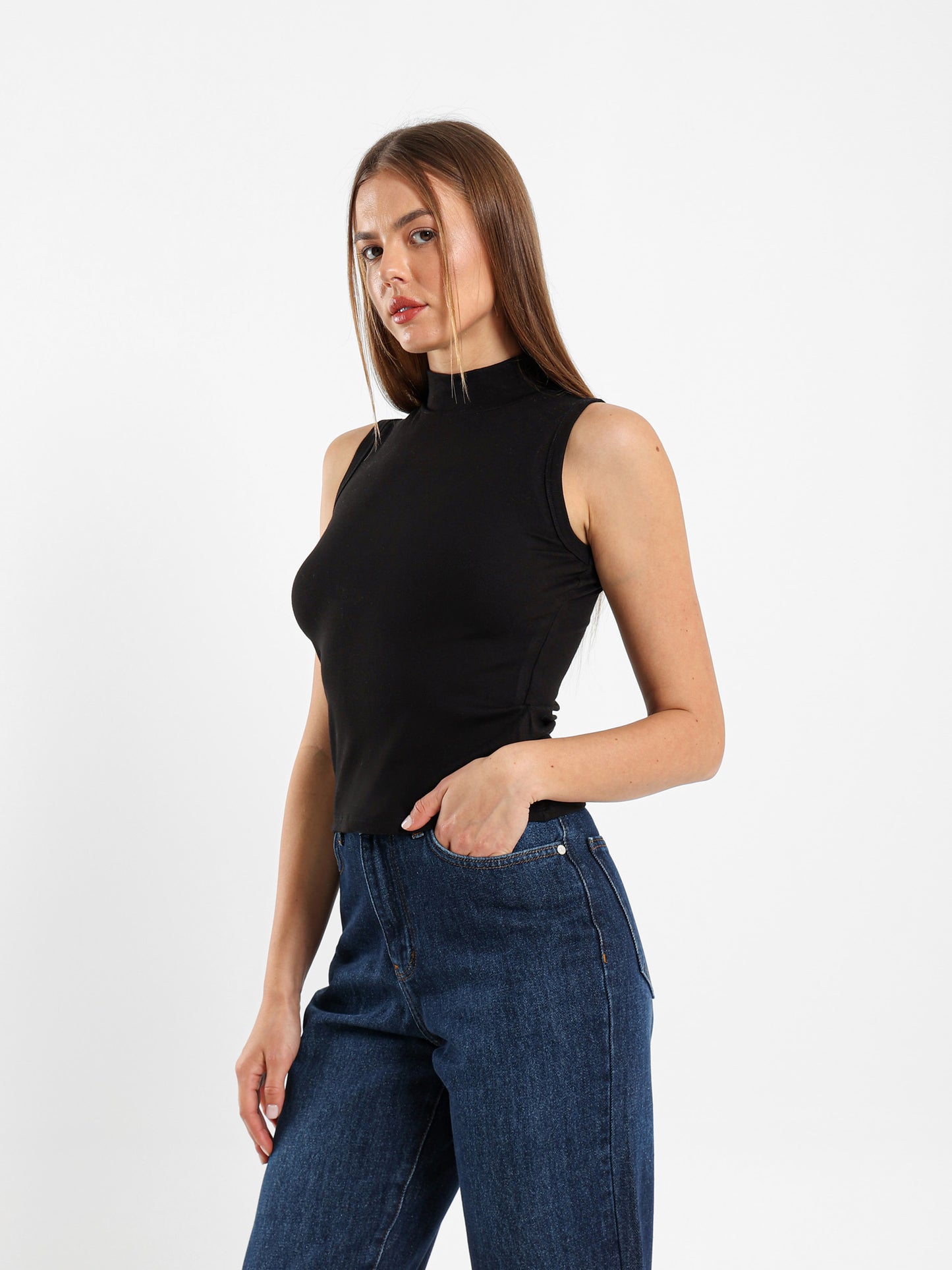 Sleeveless High Neck Top
