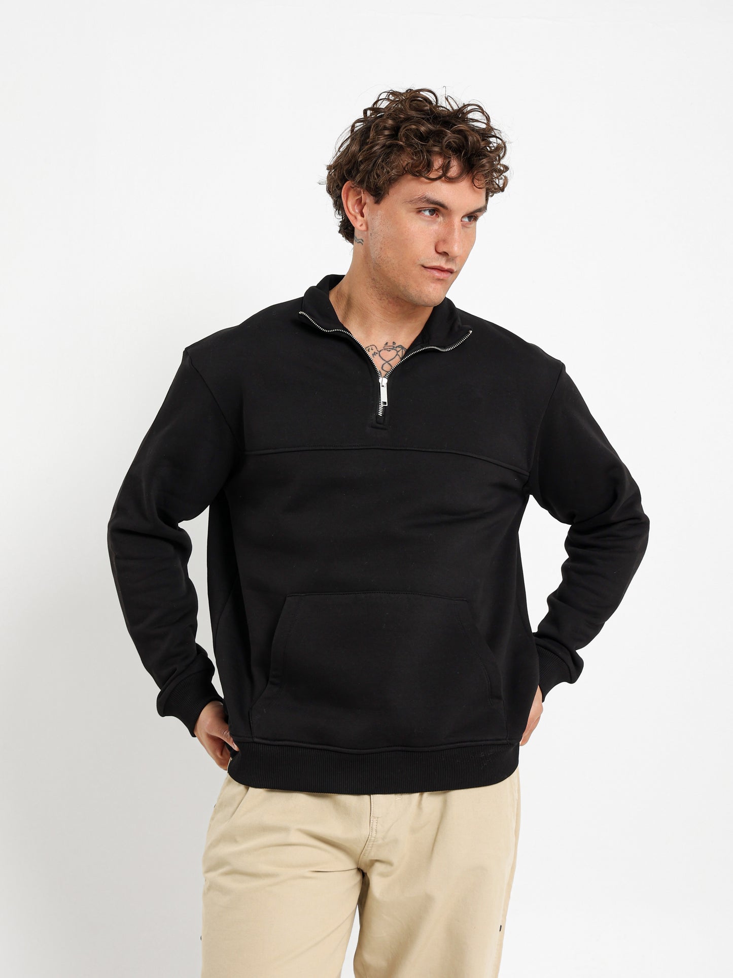 Mock Neck Solid Sweatshirt