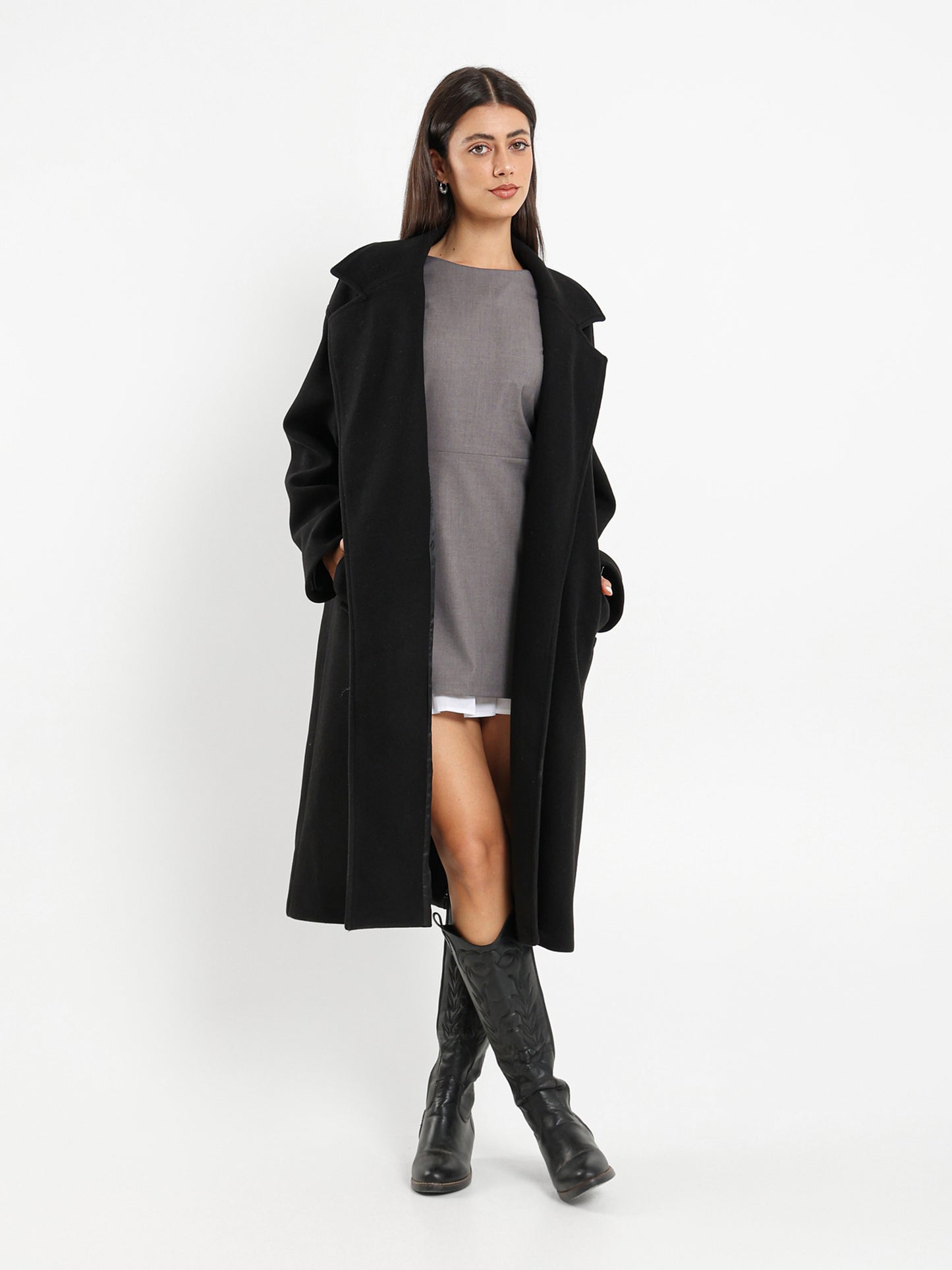 Lapel Collar Long Coat