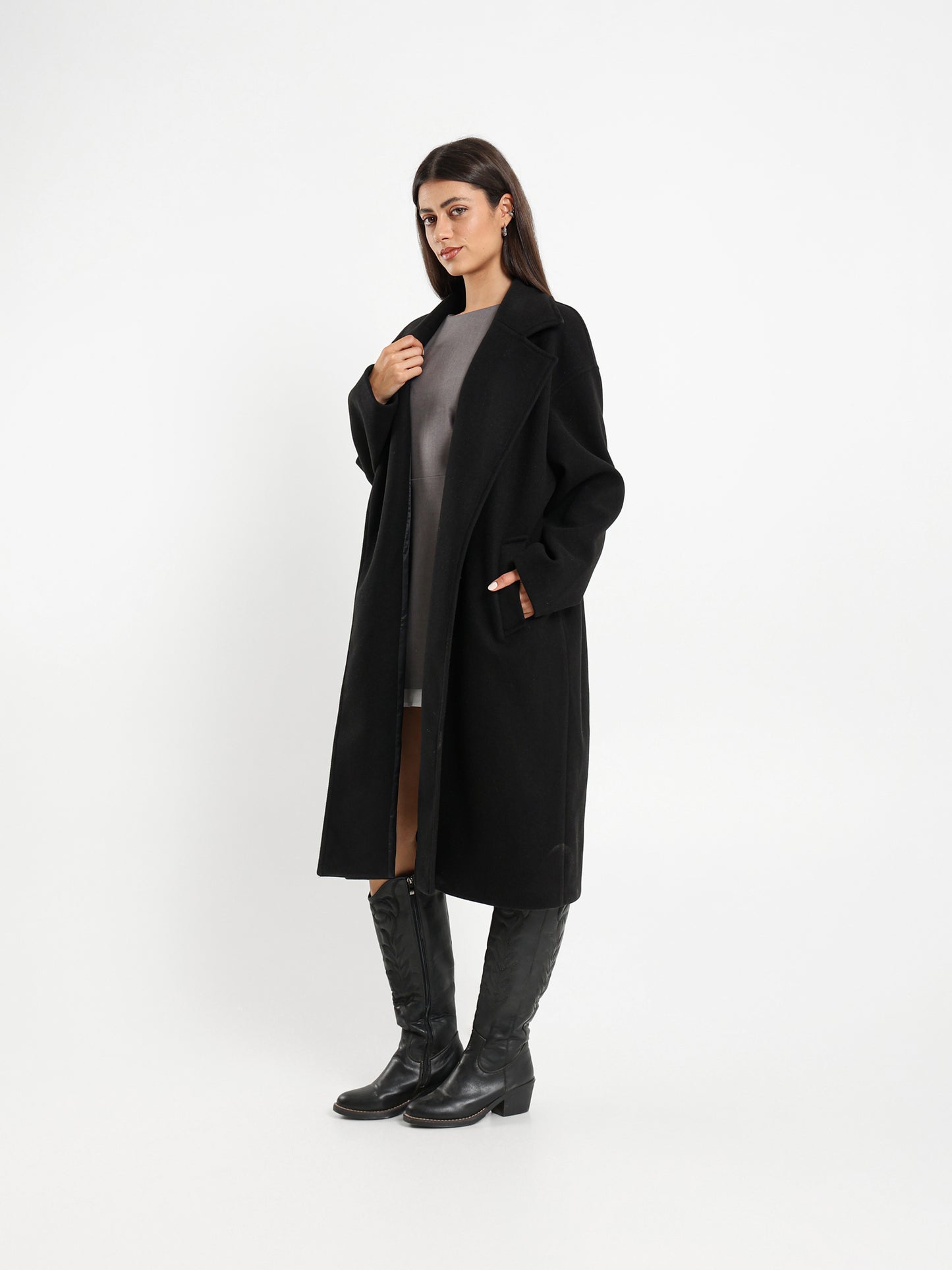 Lapel Collar Long Coat