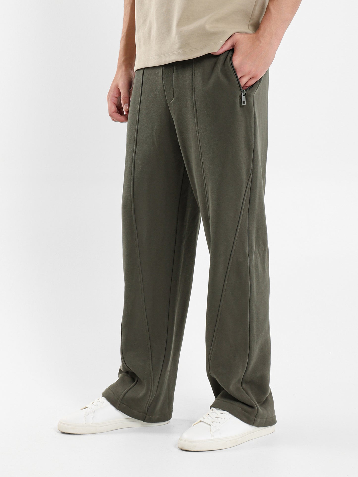 Front Panels Sweatpants with Zip-Up Pockets