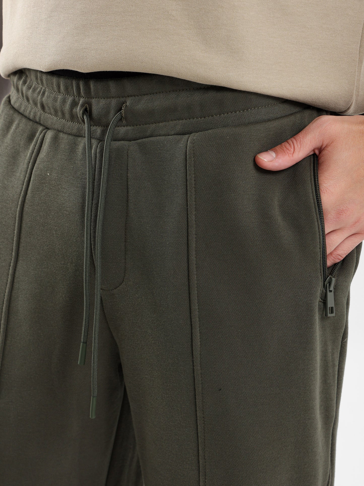 Front Panels Sweatpants with Zip-Up Pockets