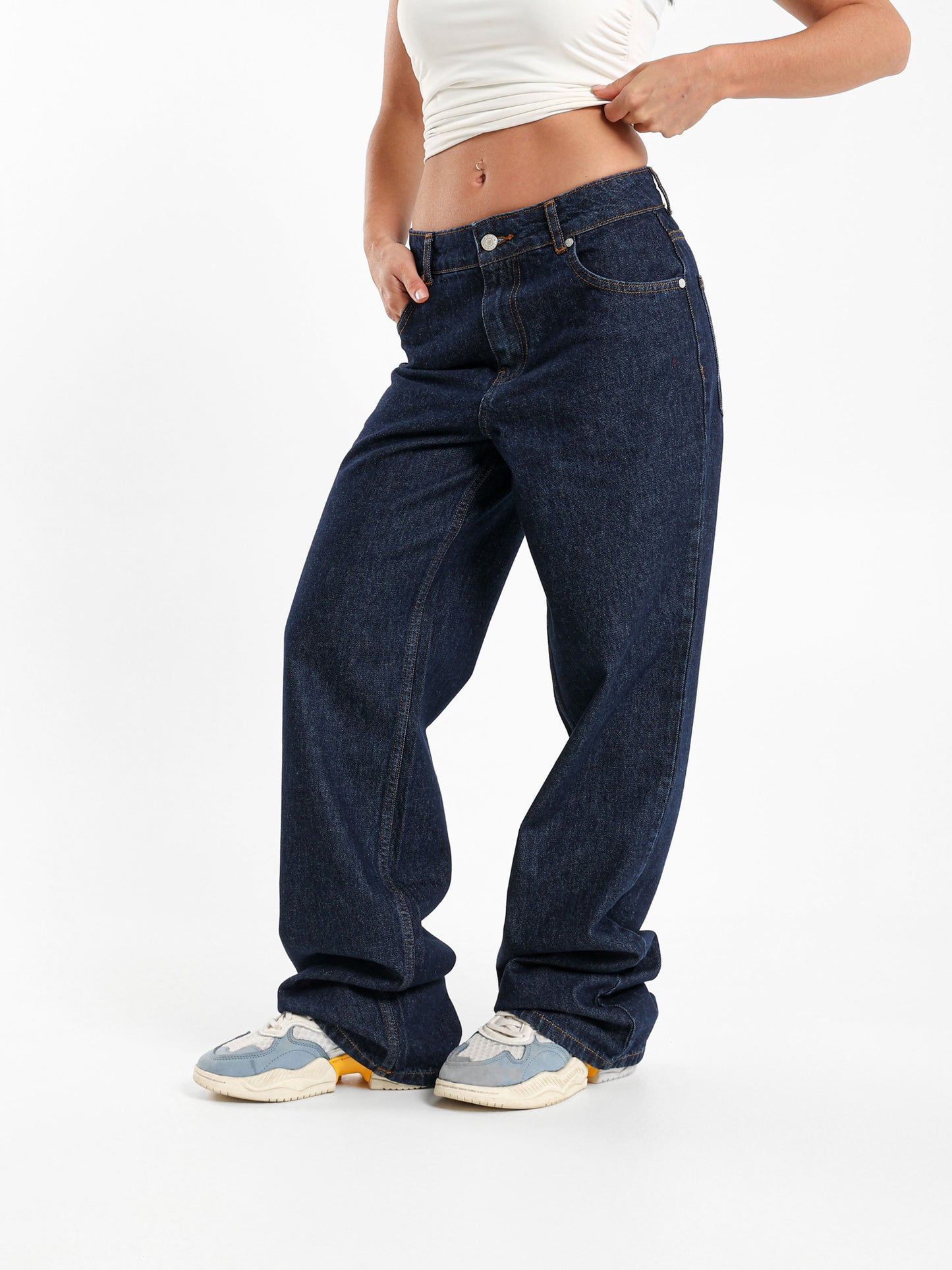 Mid Rise Straight Jeans