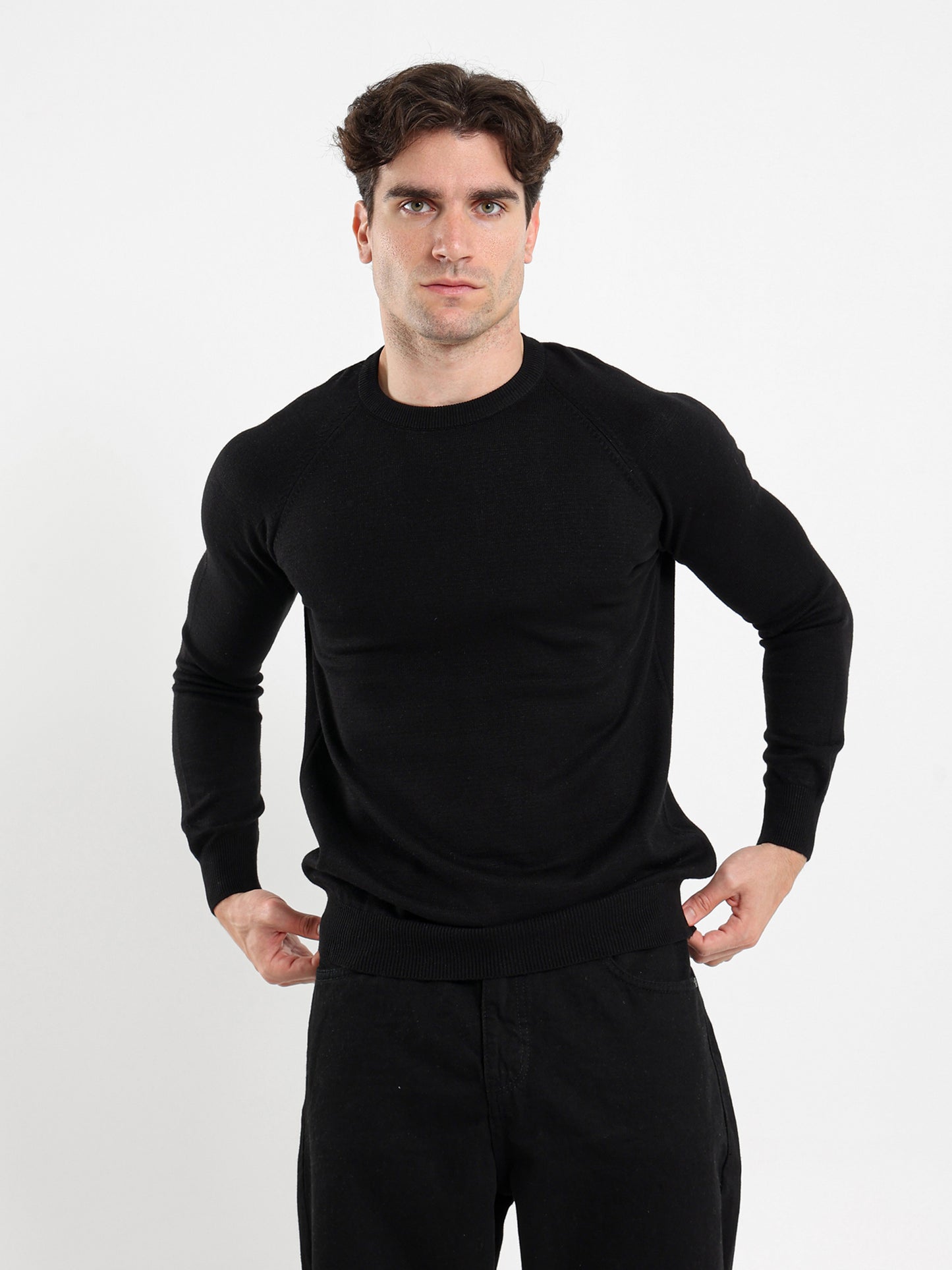 Relaxed Mock Neck Raglan Pullover