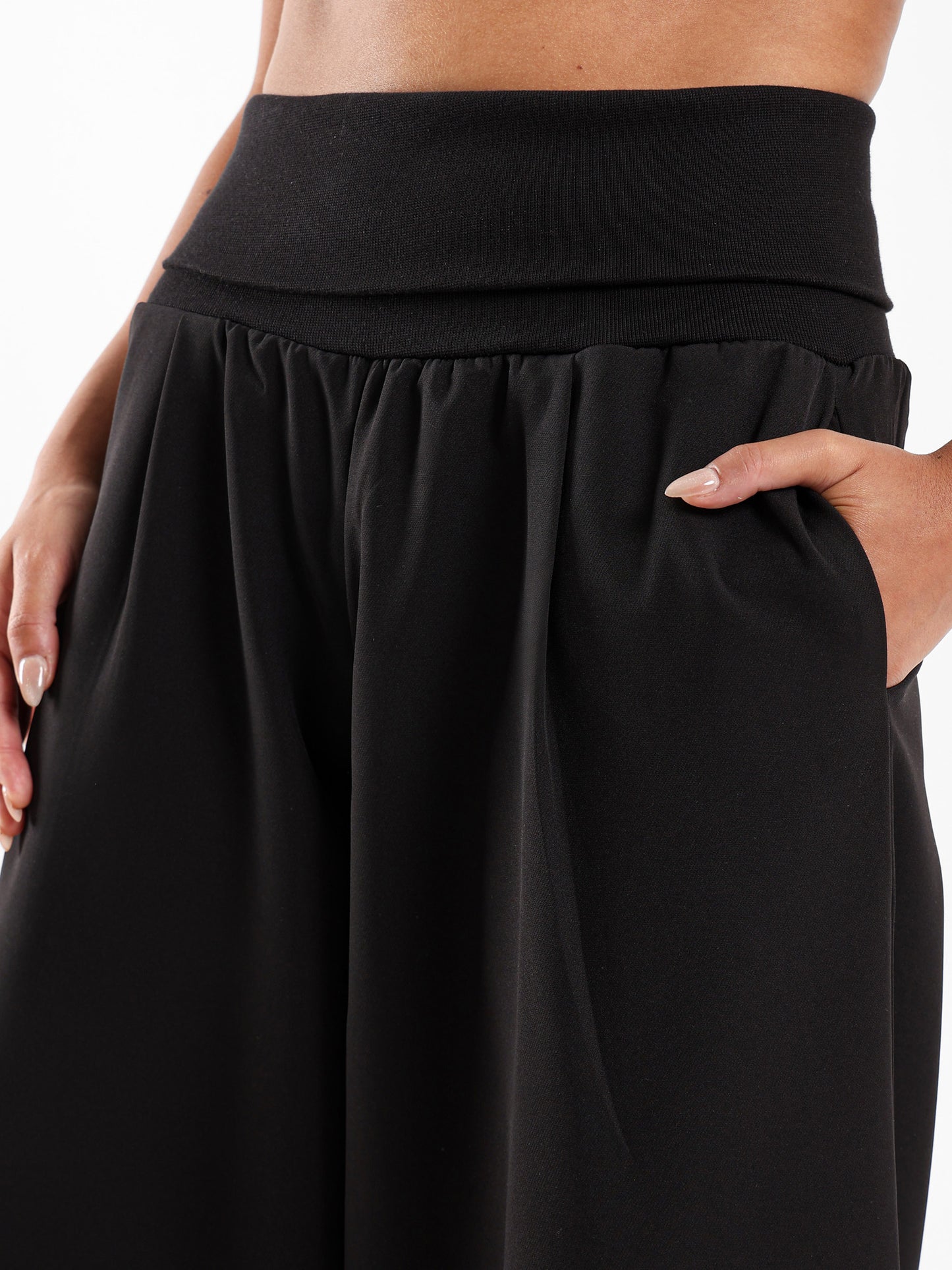 Fold Over Waistband Loose Pants