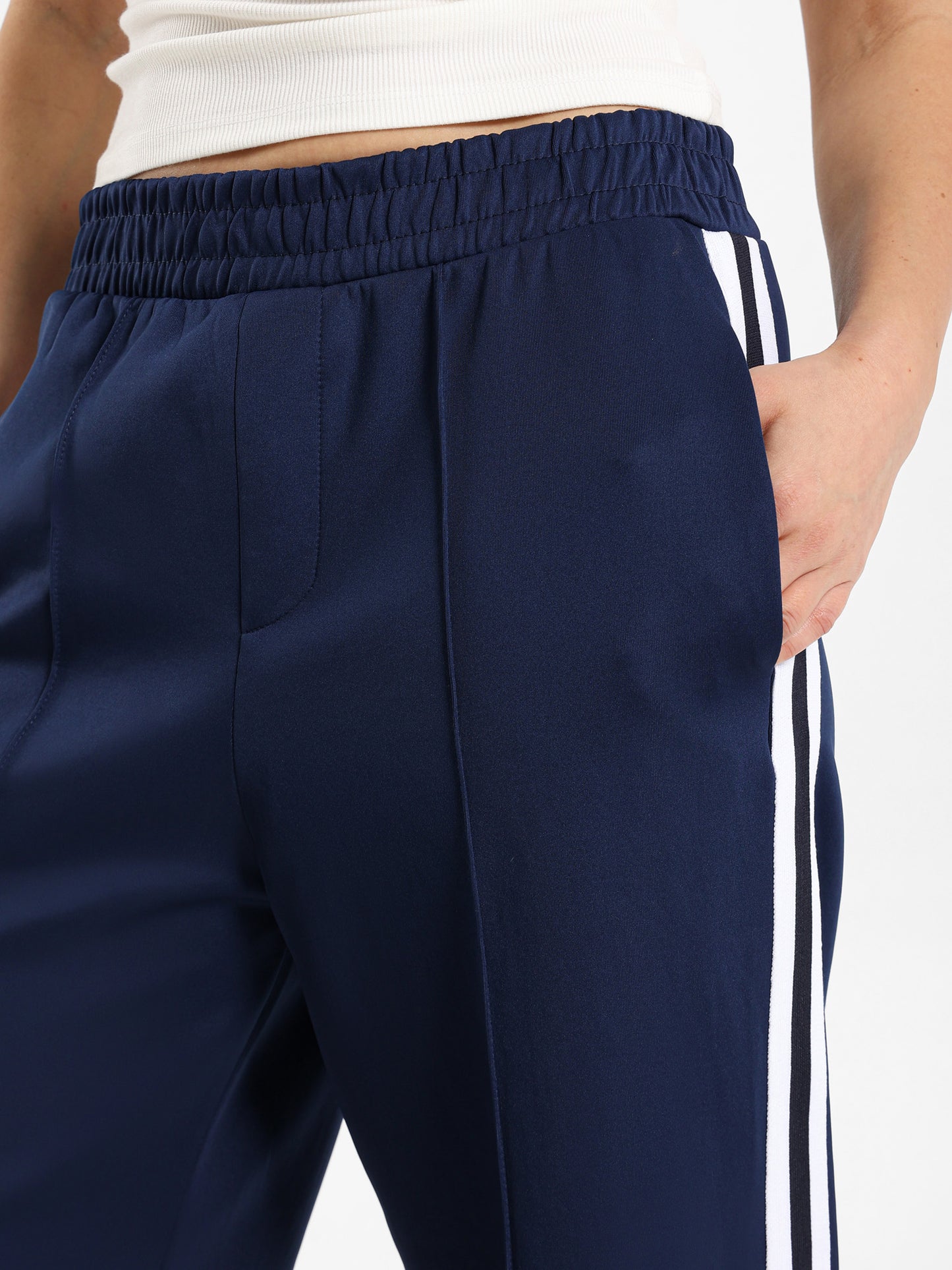 Contrast Panel Sweatpants With Front Crease