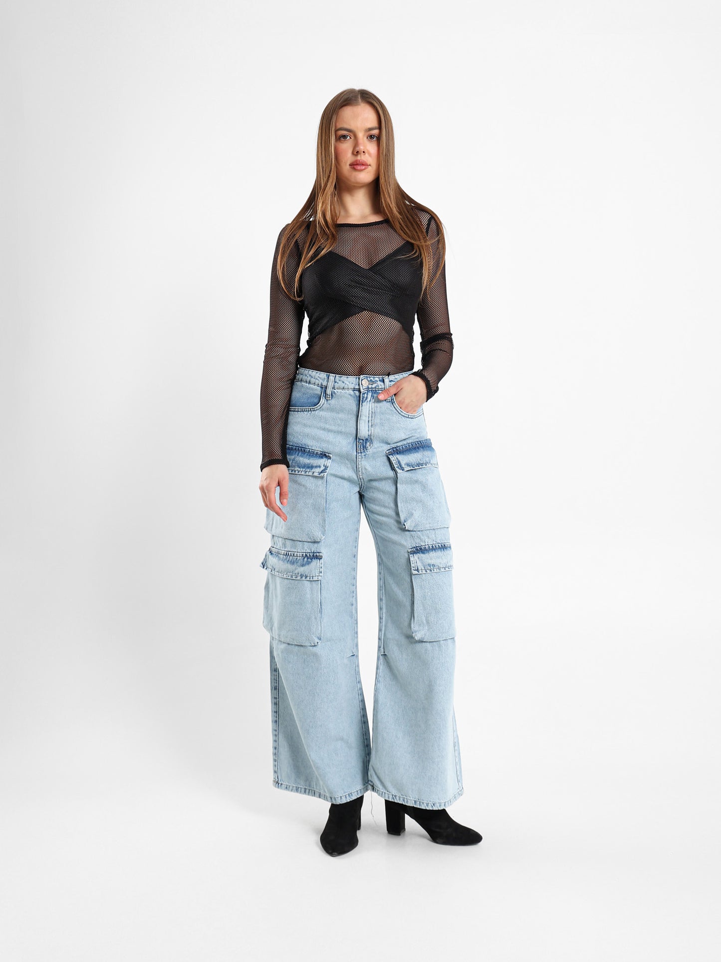 Wide Mesh Long Sleeve Top