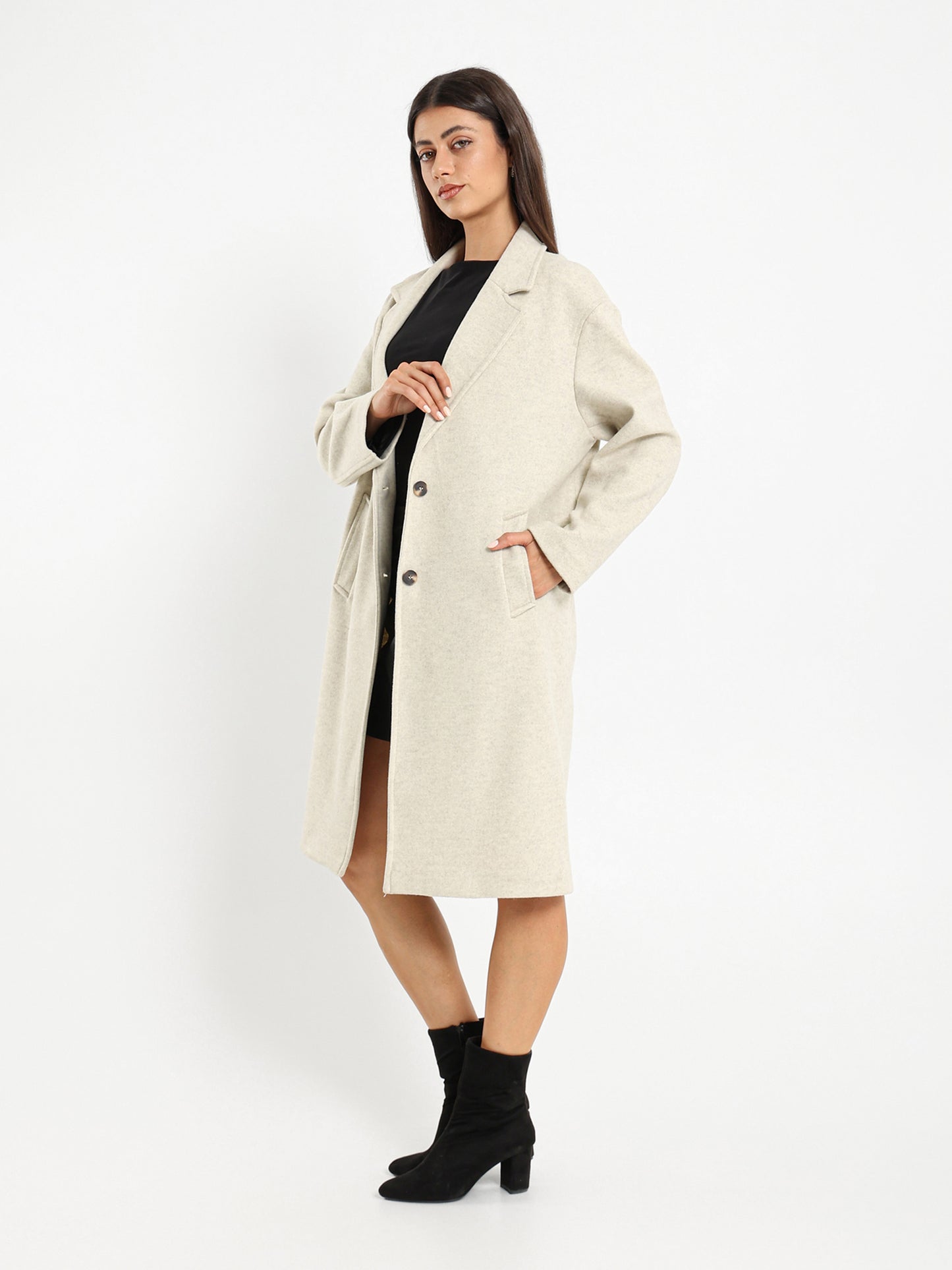 Lapel Collar Long Coat
