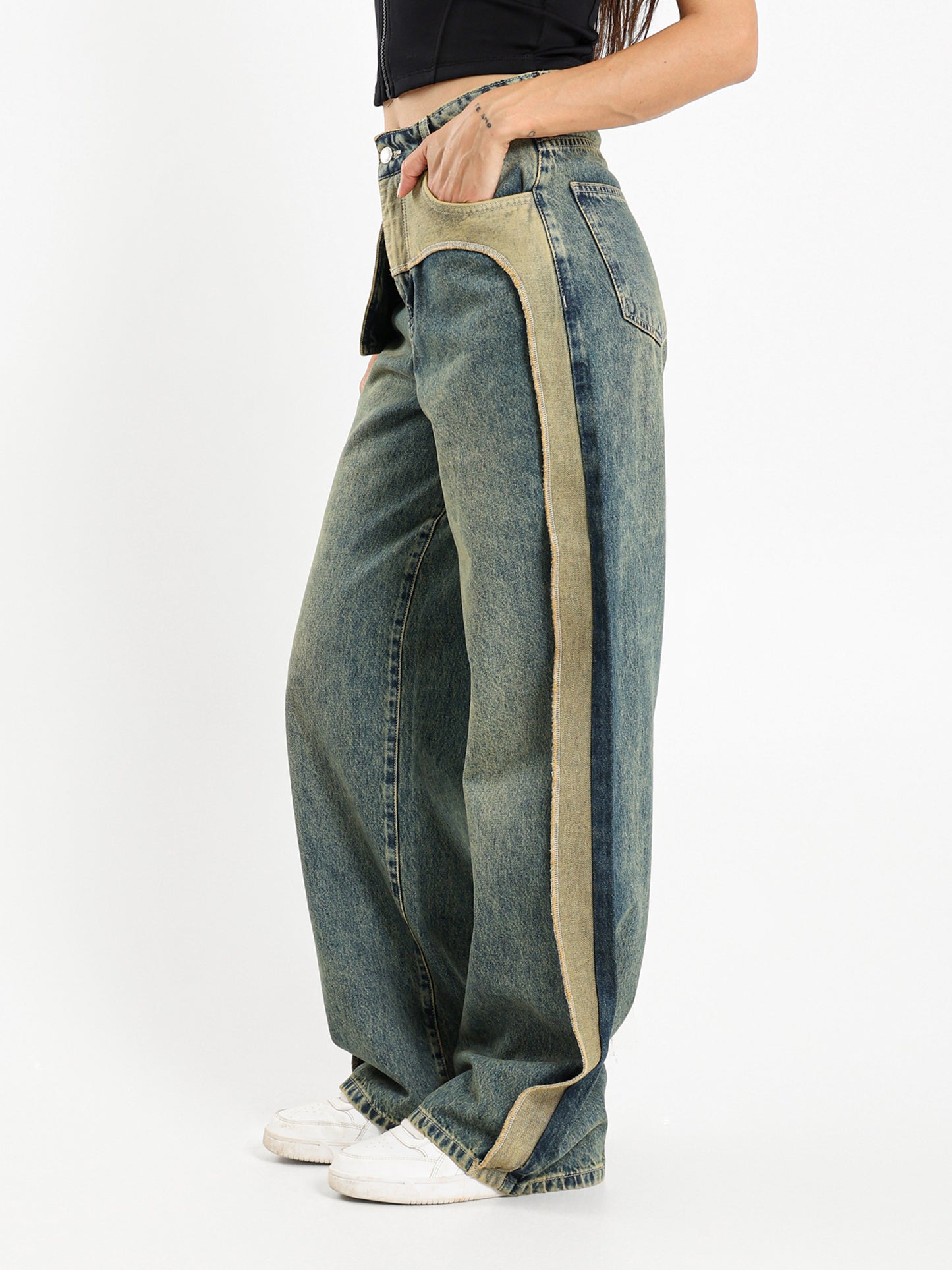 Ripped Vintage Wash Denim Jeans