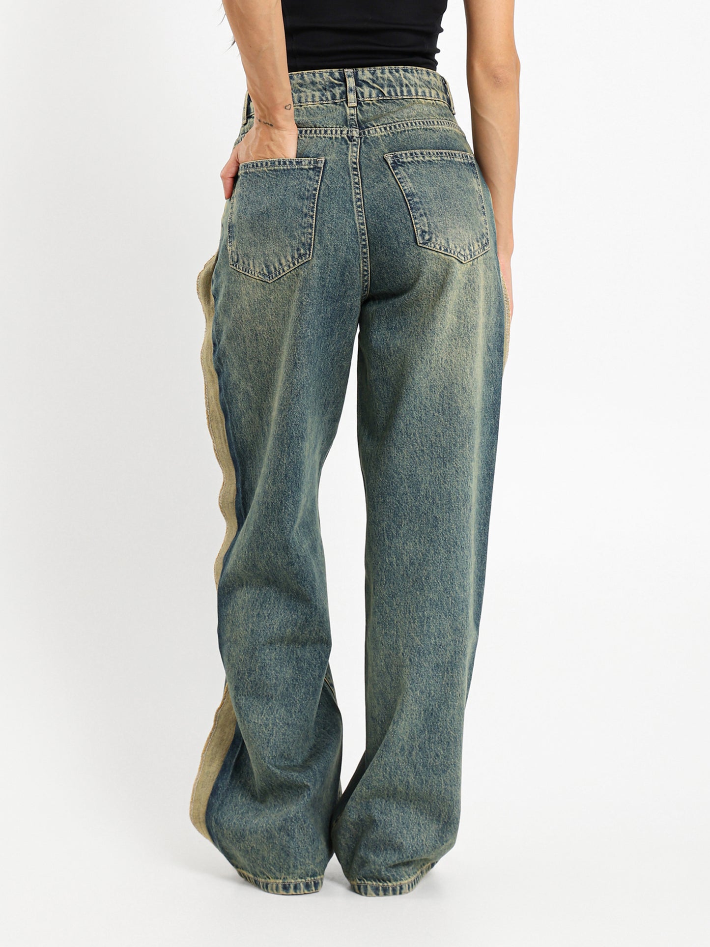 Ripped Vintage Wash Denim Jeans