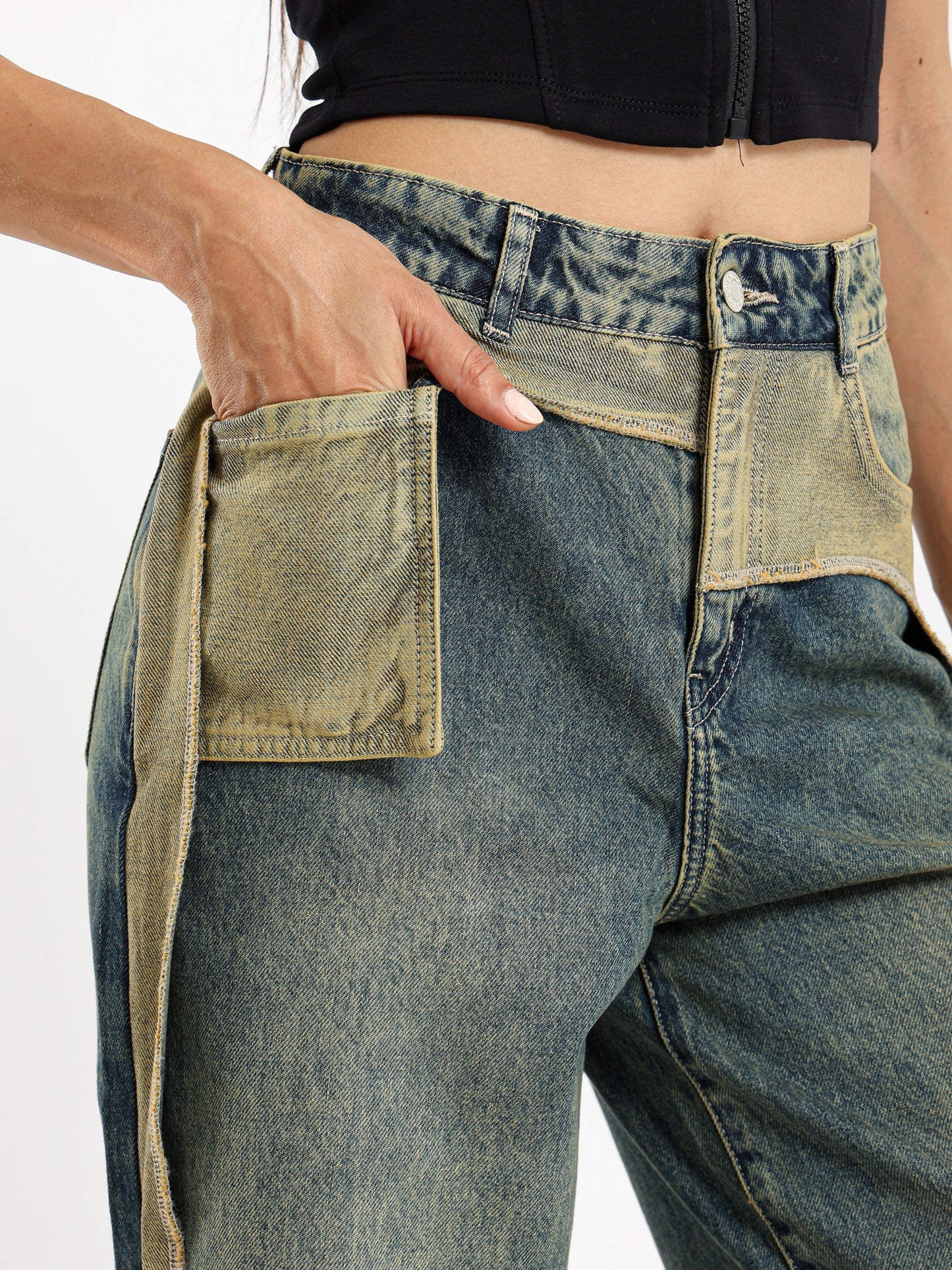 Ripped Vintage Wash Denim Jeans
