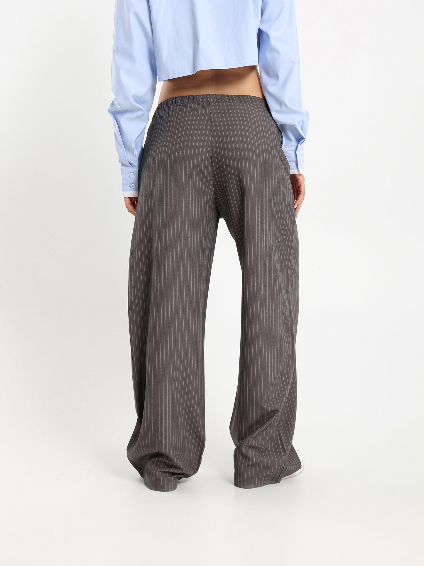 Drawstring Waist Pinstripe Pants