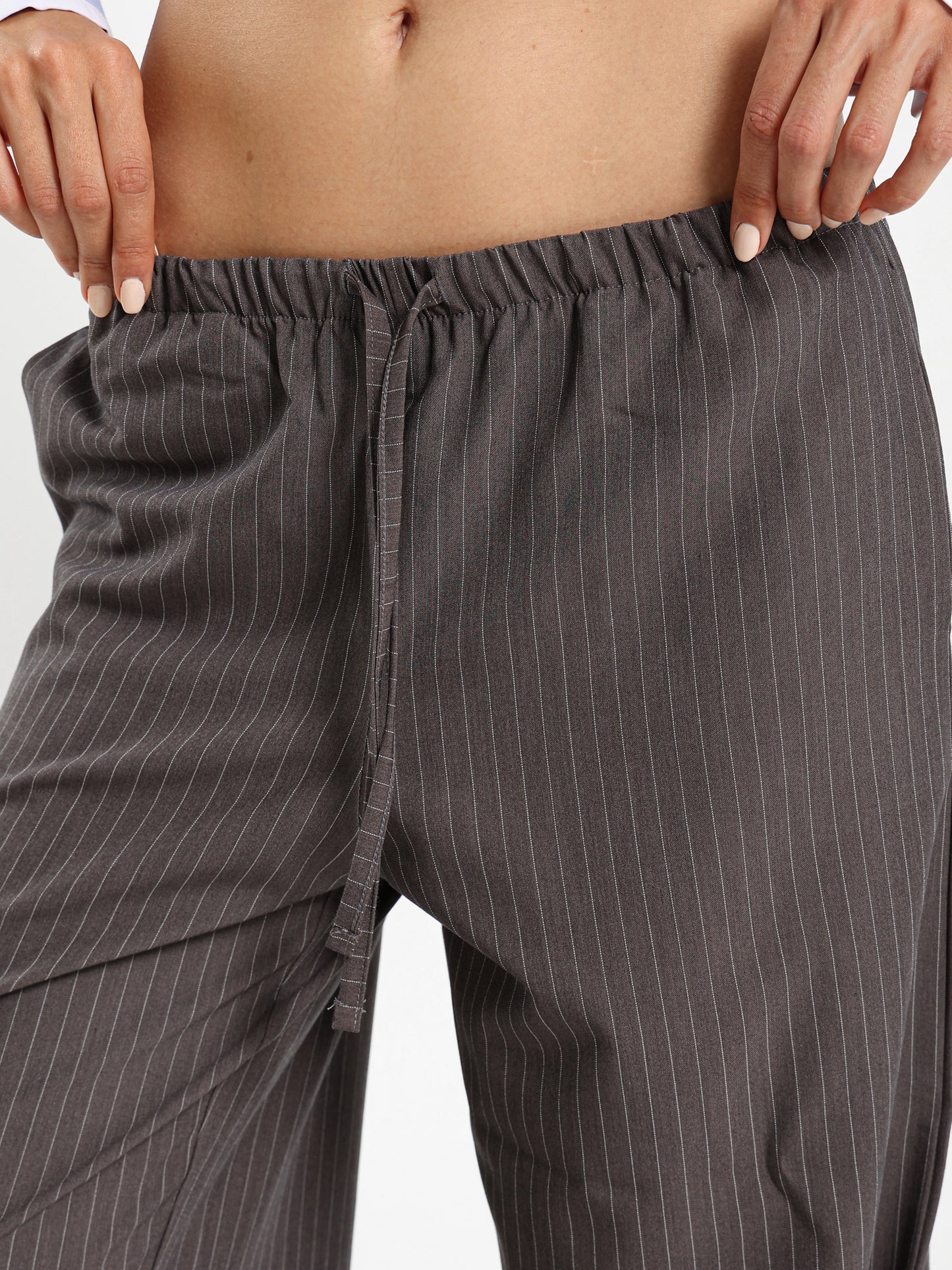 Drawstring Waist Pinstripe Pants