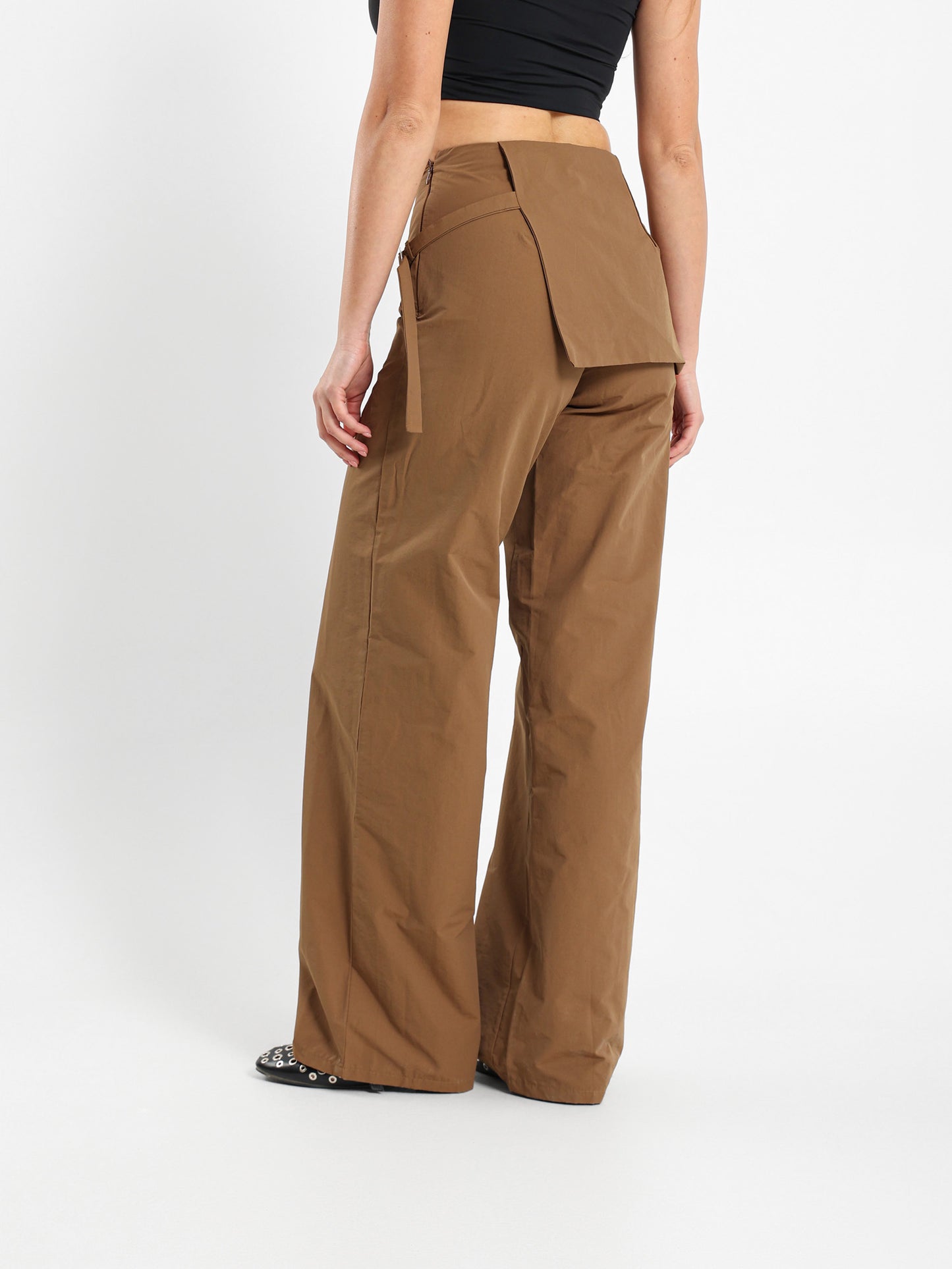 Wide Leg Pants With Overlapping Skirt Detail