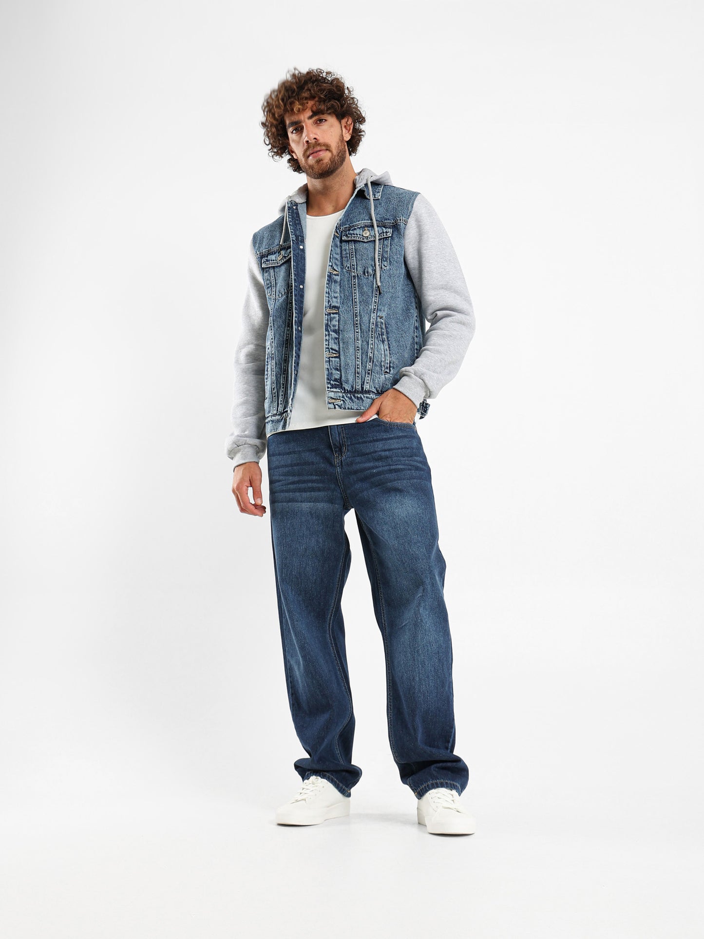 Melton Sleeve Plush Denim Jacket