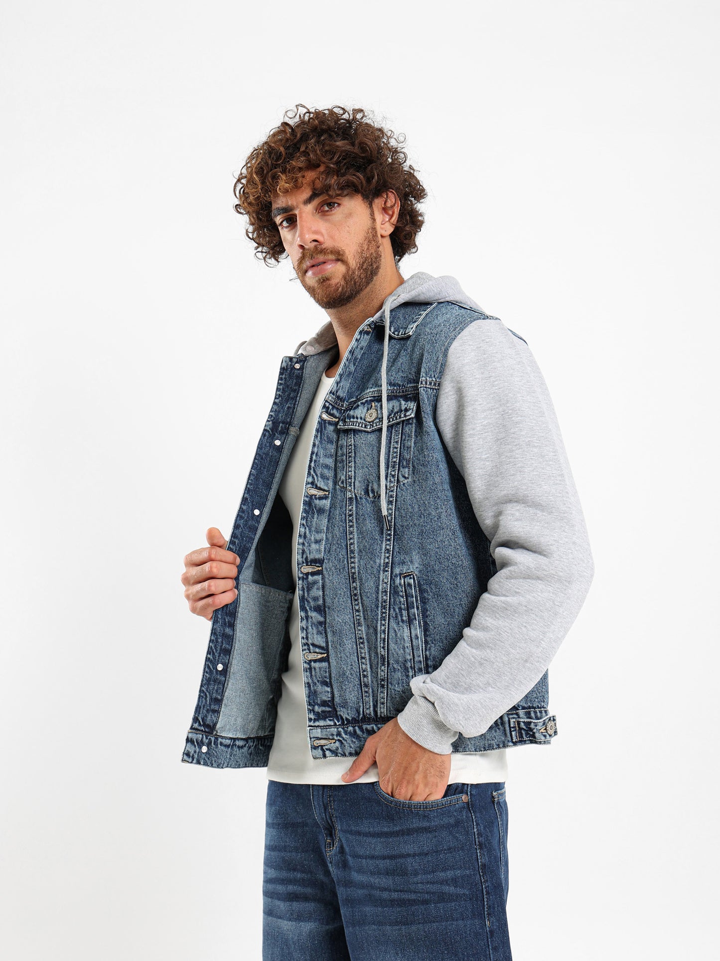Melton Sleeve Plush Denim Jacket
