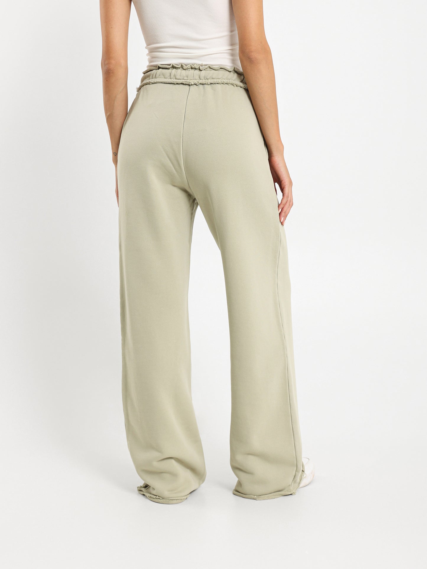Unfinished Hem Wide Leg Sweatpants