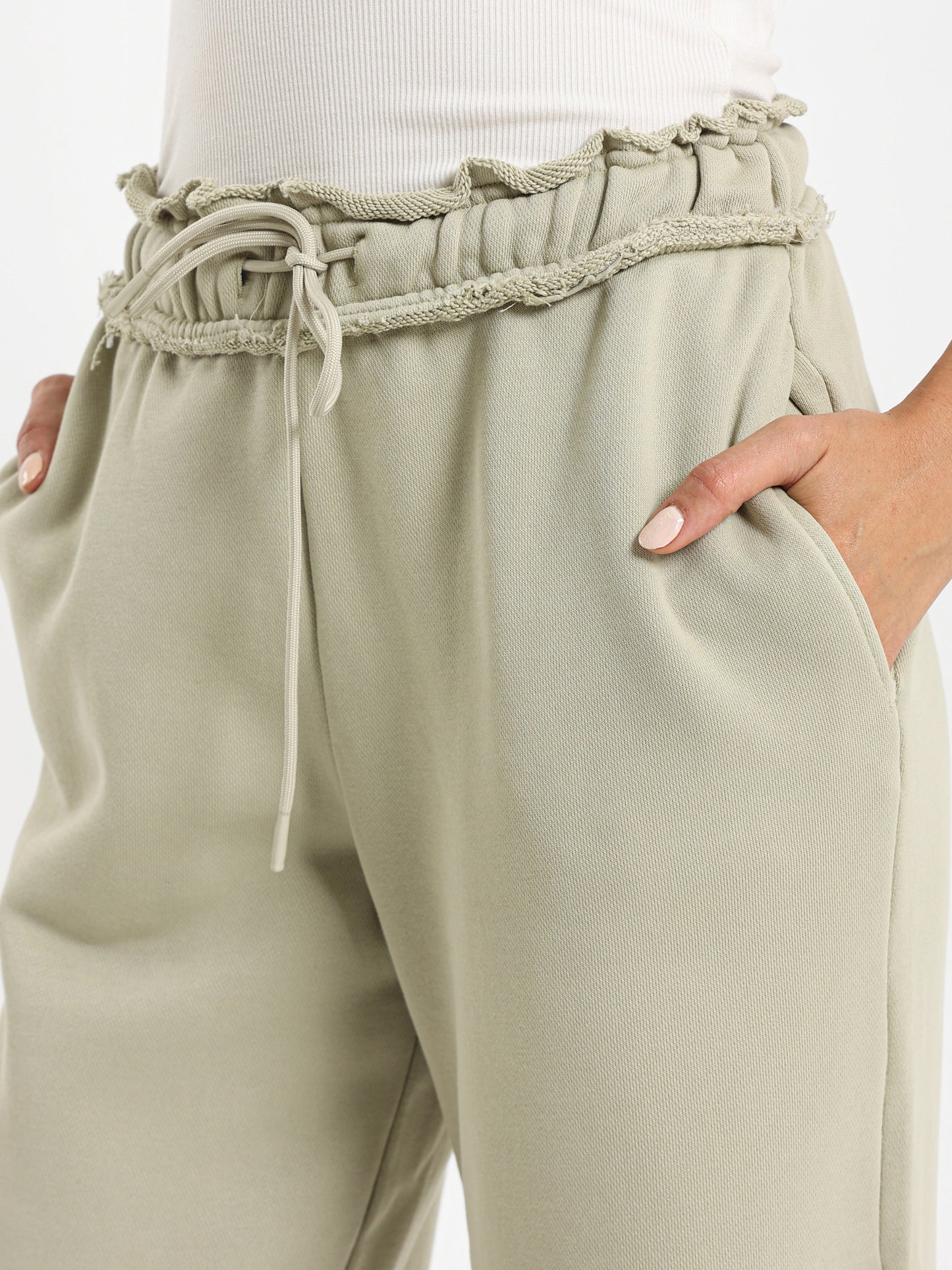 Unfinished Hem Wide Leg Sweatpants
