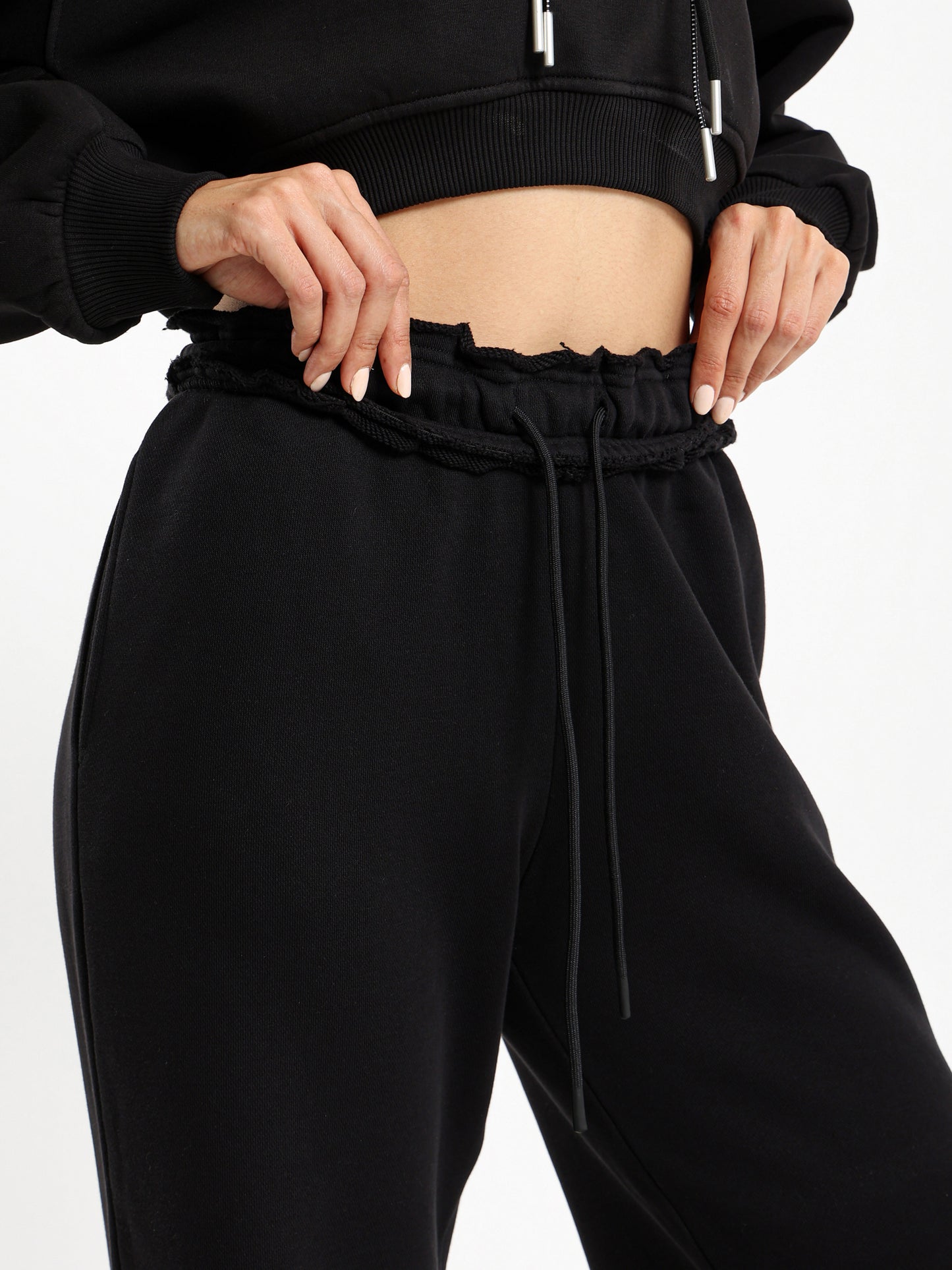Unfinished Hem Wide Leg Sweatpants