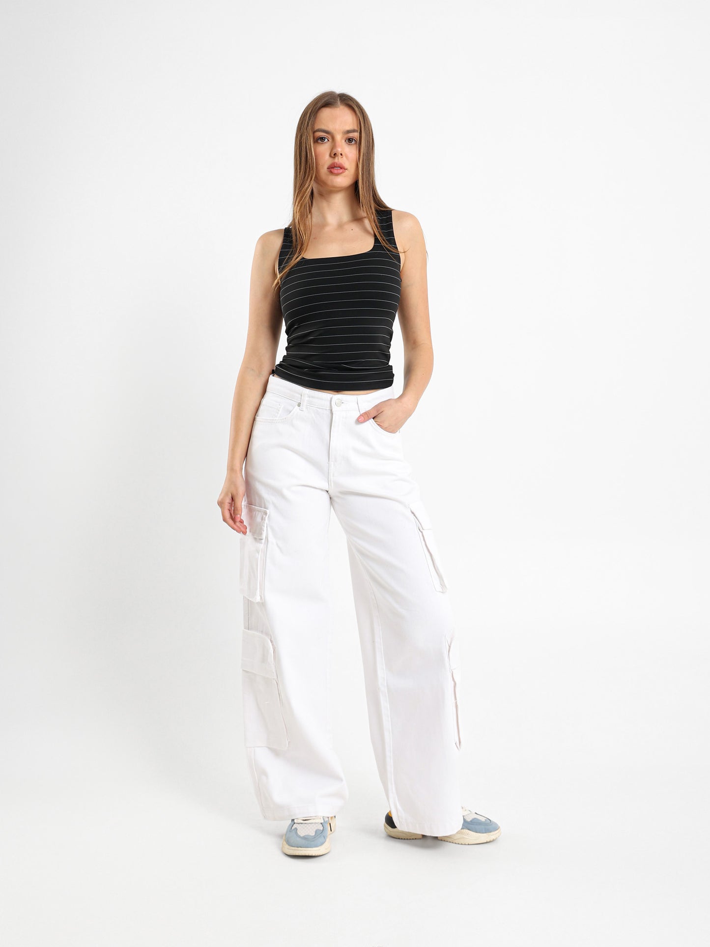 Pinstripe Sleeveless Top